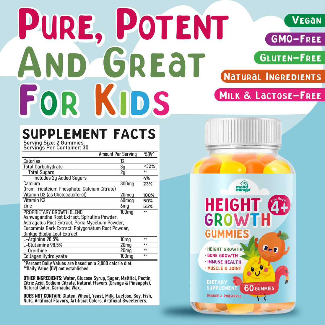 Height Growth Gummies Supplement - Kids Teens Height Increaser Maximizer Grow Taller Vitamins Mood MingleAu supplements
