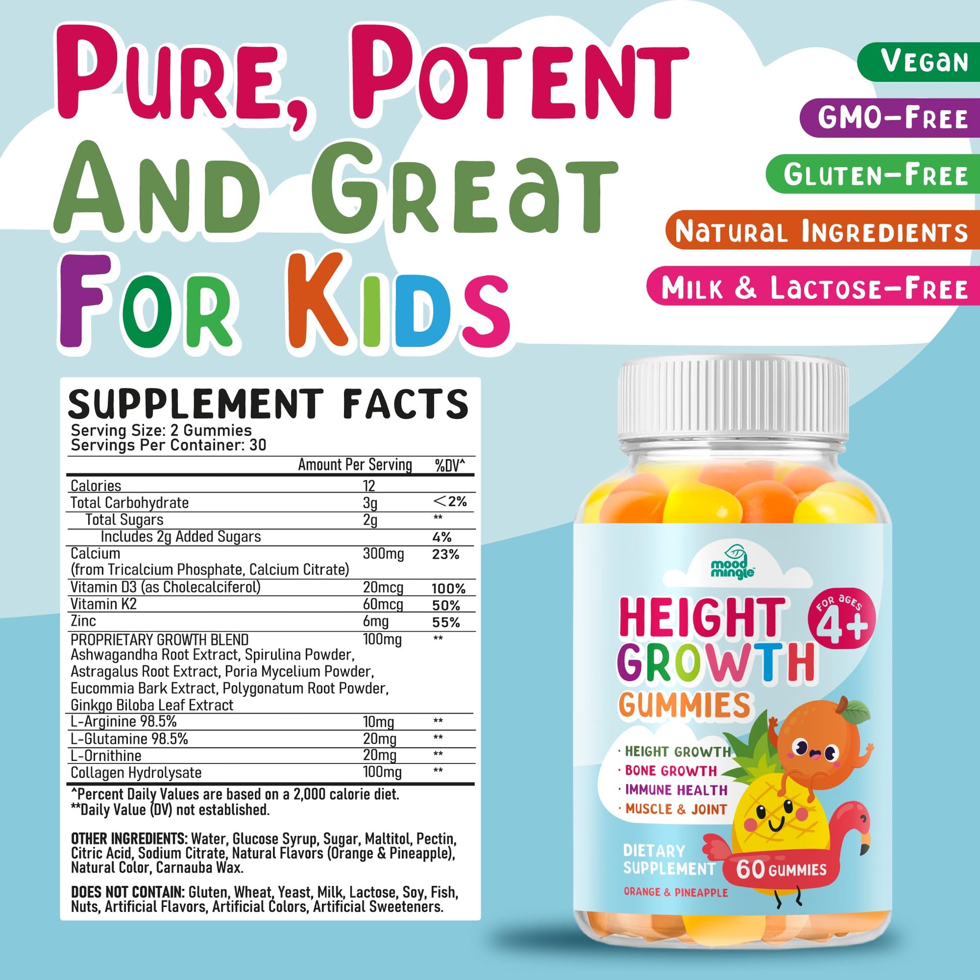 Height Growth Gummies Supplement - Kids Teens Height Increaser Maximizer Grow Taller Vitamins Mood MingleAu supplements