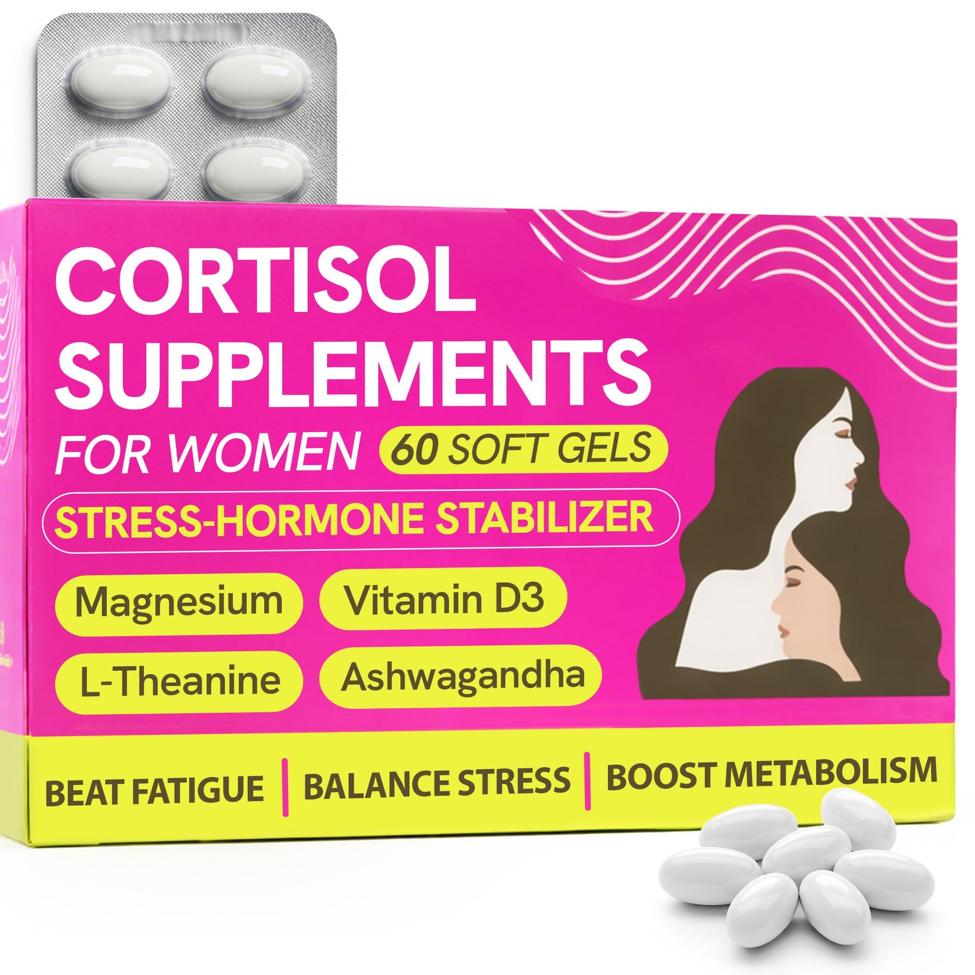 Cortisol Supplements for Women with Ashwagandha, Rhodiola & L-Theanine | Cortisol Reducer Designed for High Stress, Fatigue & Mood Swings | Supports Hormone Balance & Steady Energy | 60 Capsules Terramed Just Think ComfortAu supplements