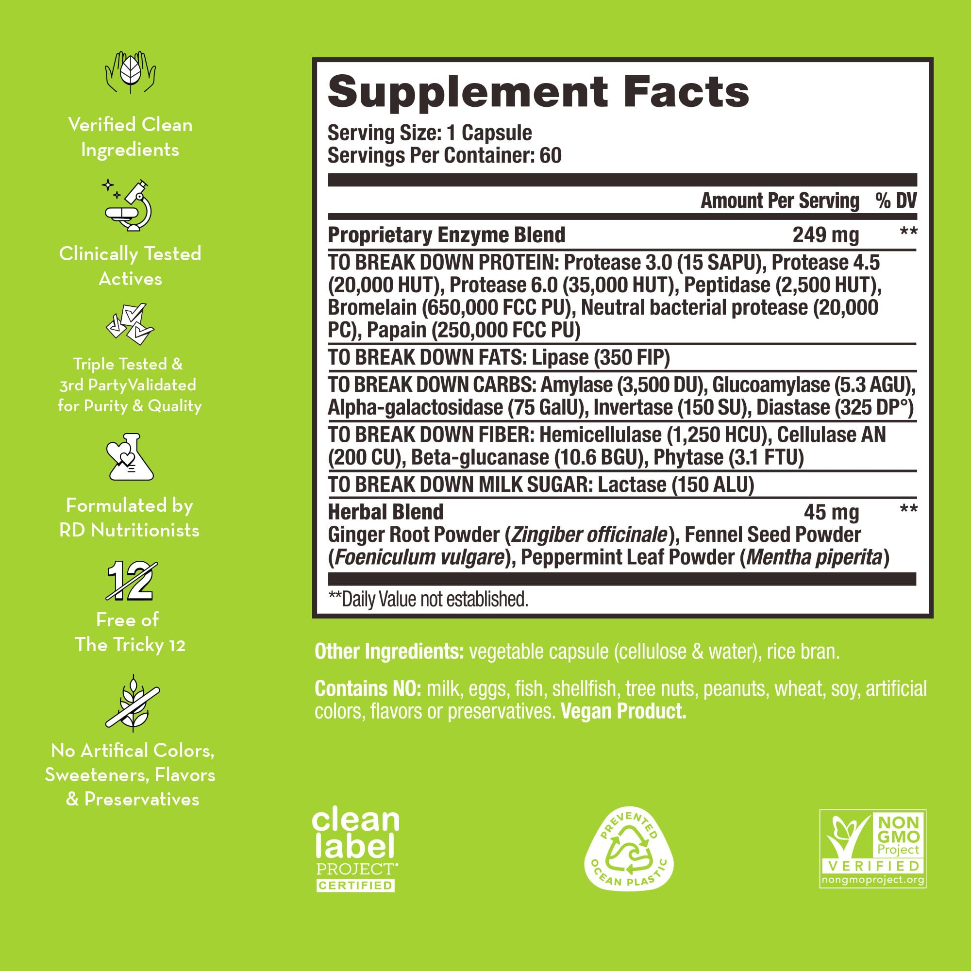 HUM Flatter Me Supplement for Daily Bloating - 18 Full Spectrum Digestive HUMUS supplements