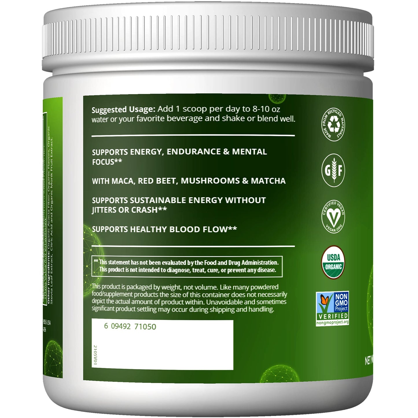 MRM Nutrition Organic Pre-Workout Powder | Black Cherry Flavored | Superfoods MRMUS supplements