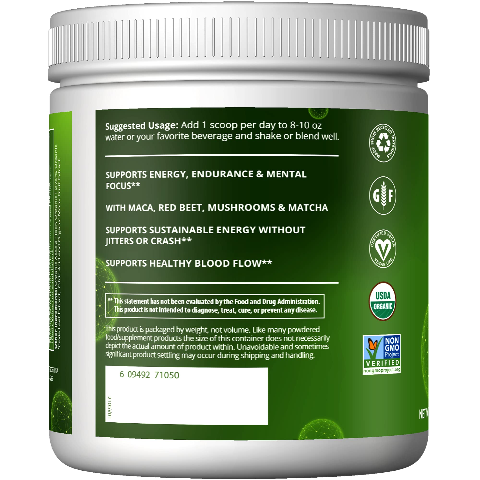 MRM Nutrition Organic Pre-Workout Powder | Black Cherry Flavored | Superfoods MRMAu supplements