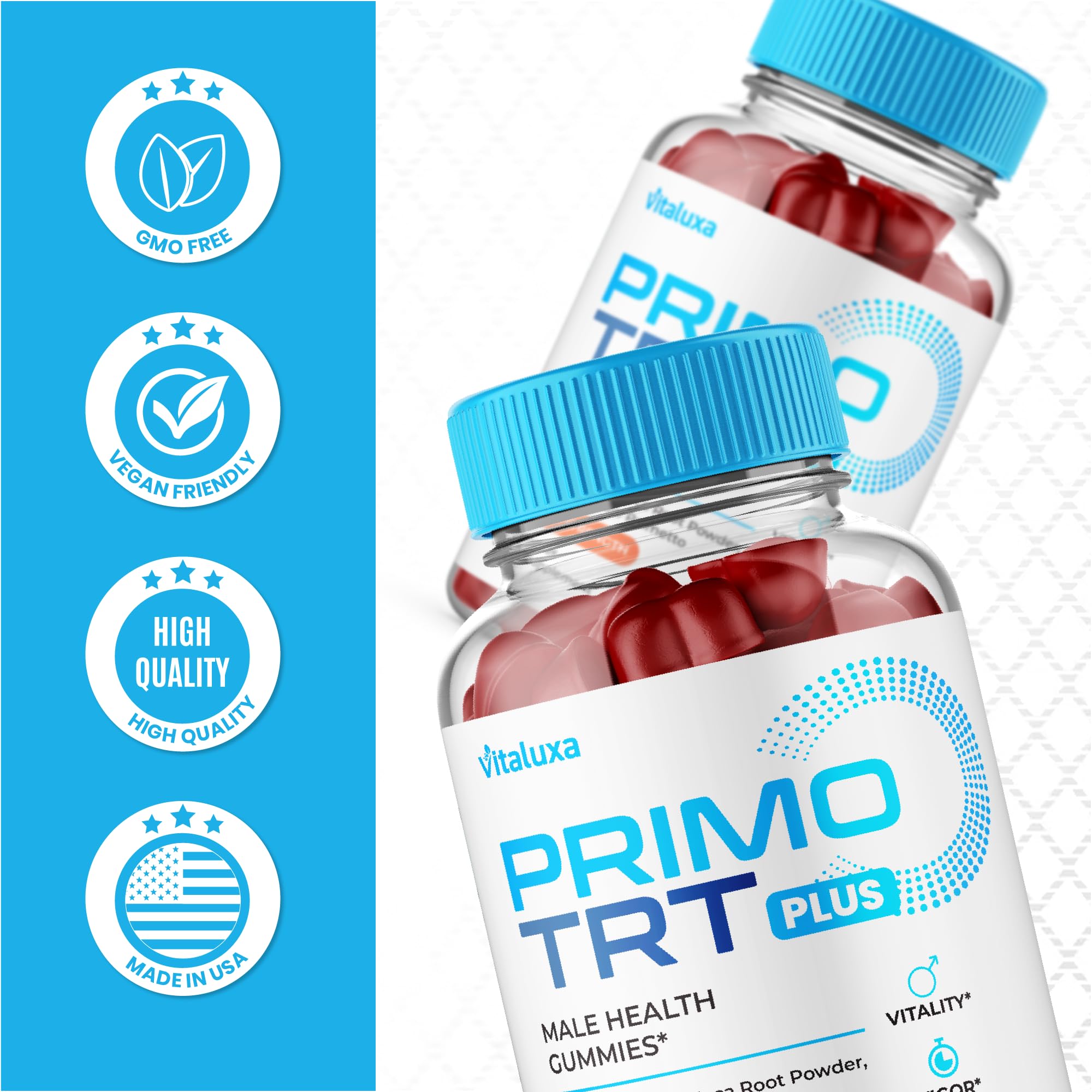 (2 Pack) Primo TRT Gummies, Primo TRT Advanced Performance Blend Supplement, PrimoTRT Try Prime Gomitas Maximum Strength for Males Support for Overall Health Wellness All Natural Ingredients (120 Ct) VitaluxaAu supplements