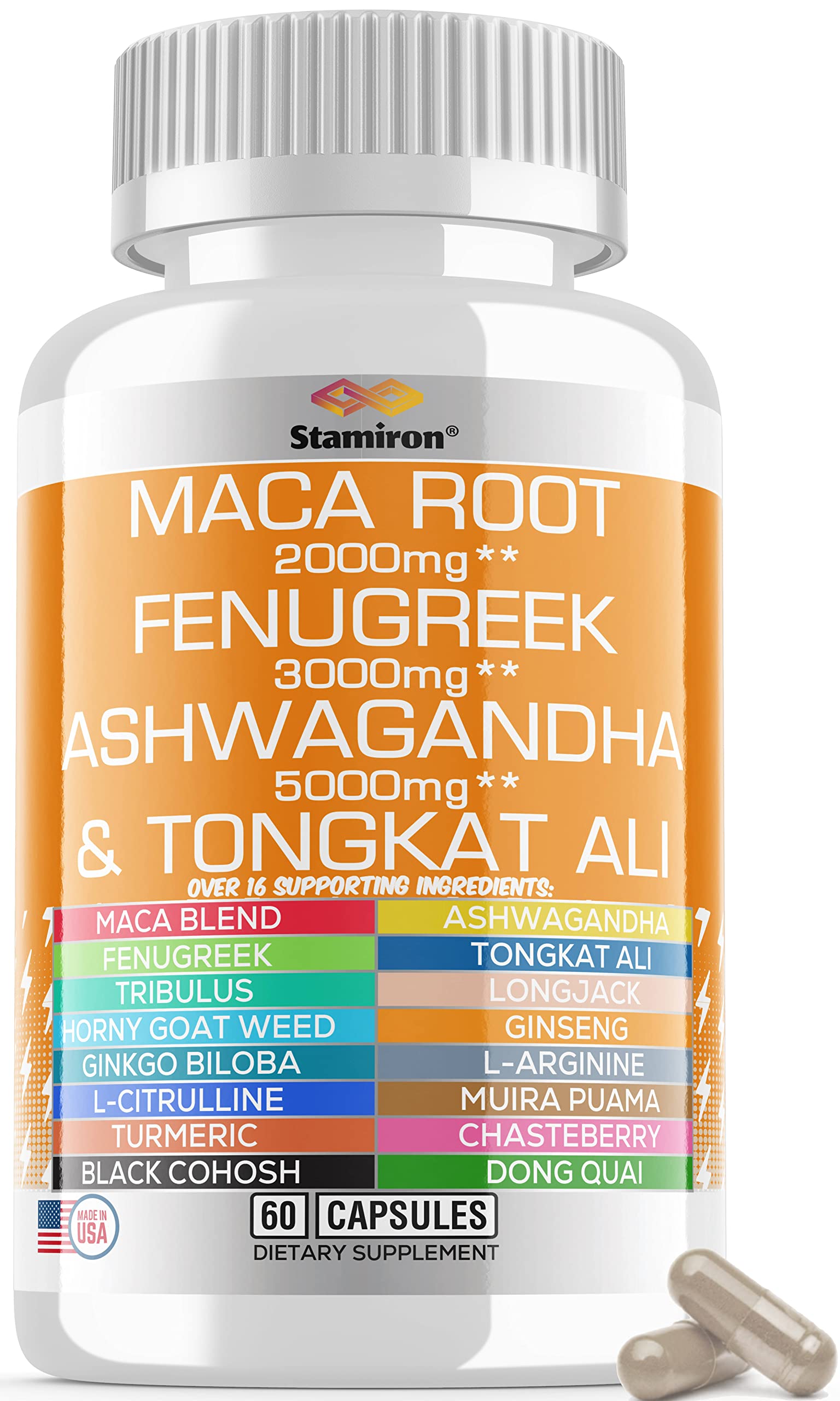 Stamiron Maca Root 2000mg Fenugreek 3000mg Ashwagandha 5000mg Supplement StamironAu supplements