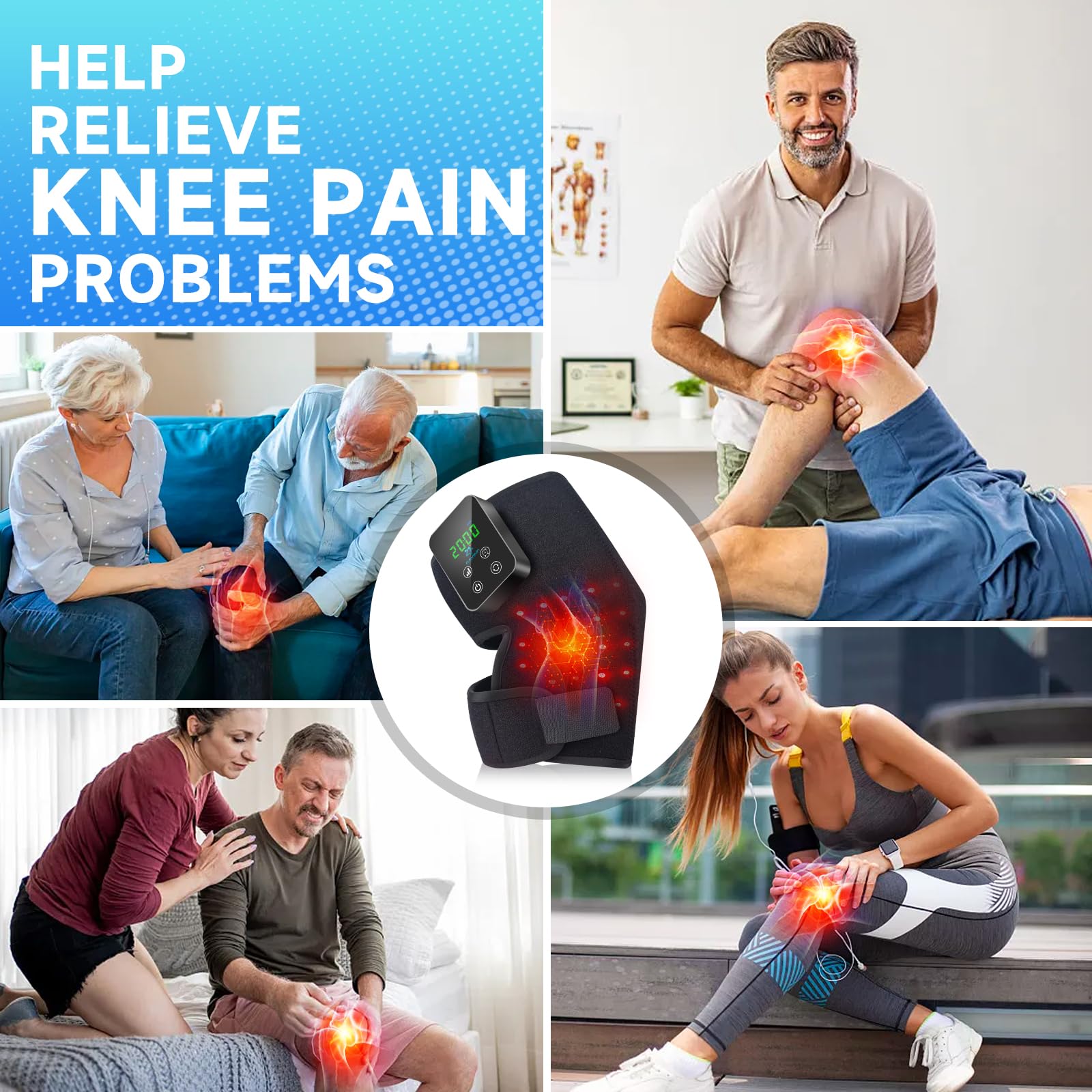 Red Light Therapy Knee Brace: Pain Relief Infrared Heating Pad 72 LED Heat Lamp Pain Relief AstarexinAu supplements
