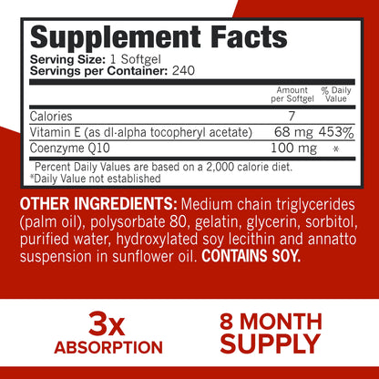 Qunol CoQ10 100mg Softgels Ultra 3X Better Absorption Coenzyme Q10 - Antioxidant QunolUS supplements