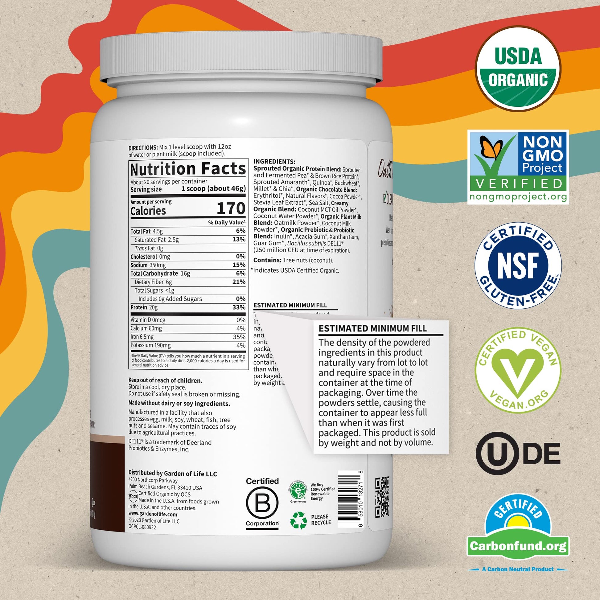 Garden of Life Creamy Organic Vegan Protein Powder + OatMilk, 20g Complete Plant Garden of LifeUS supplements