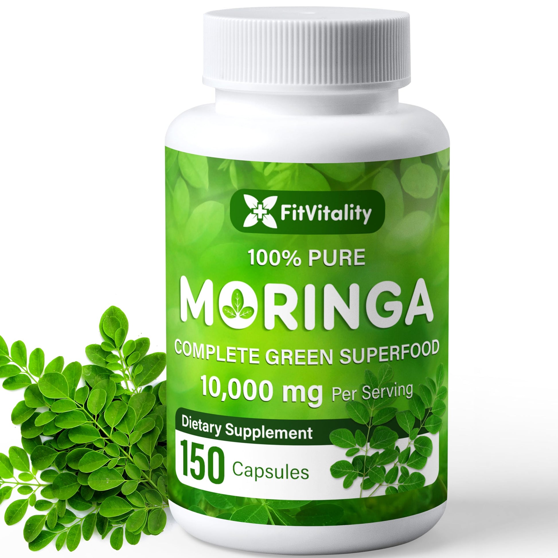 Moringa Capsules| Moringa Oleifera |10,000mg| 150 Capsules| 100% Pure| Non-GMO FitVitalityUS supplements