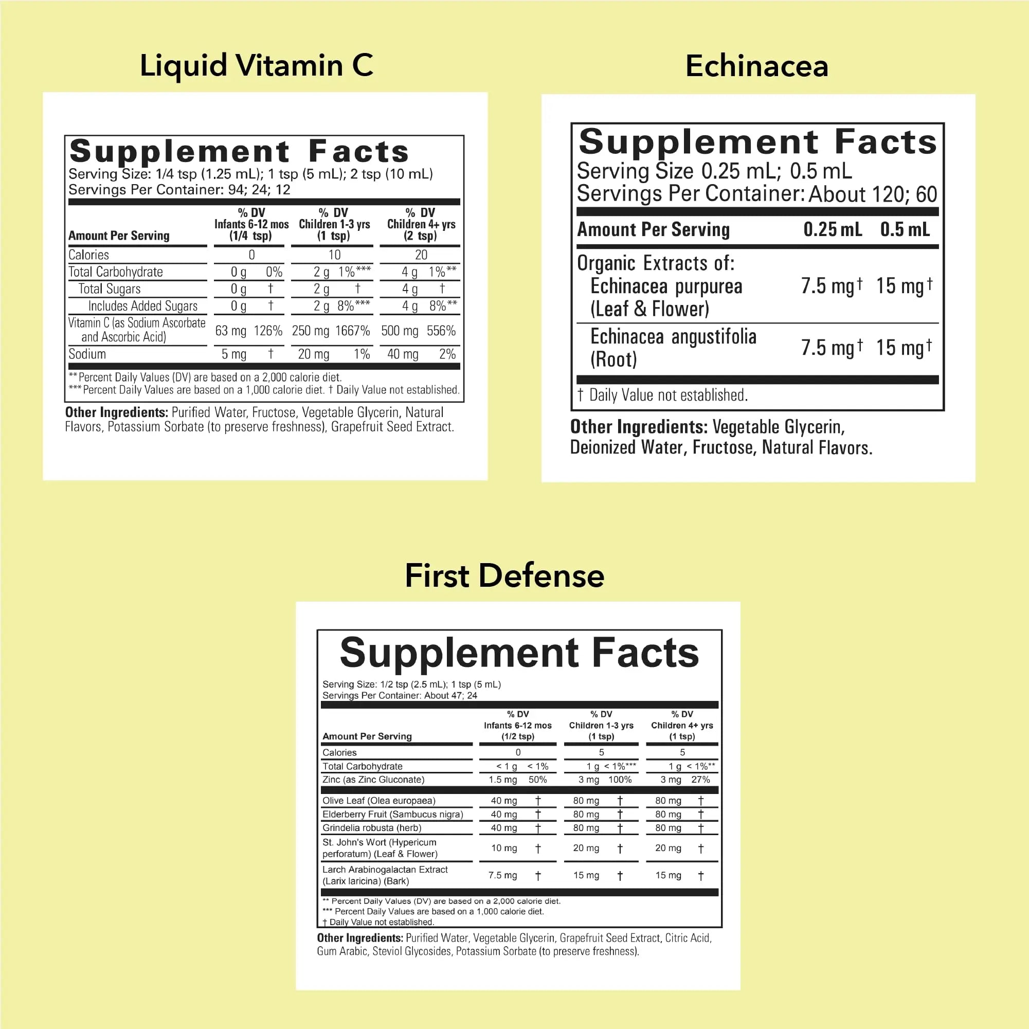 CHILDLIFE ESSENTIALS Immune Support 3-Pack - Liquid Vitamin C, First Defense, and Echinacea - Immune Boosting Supplements CHILDLIFE ESSENTIALSAu supplements