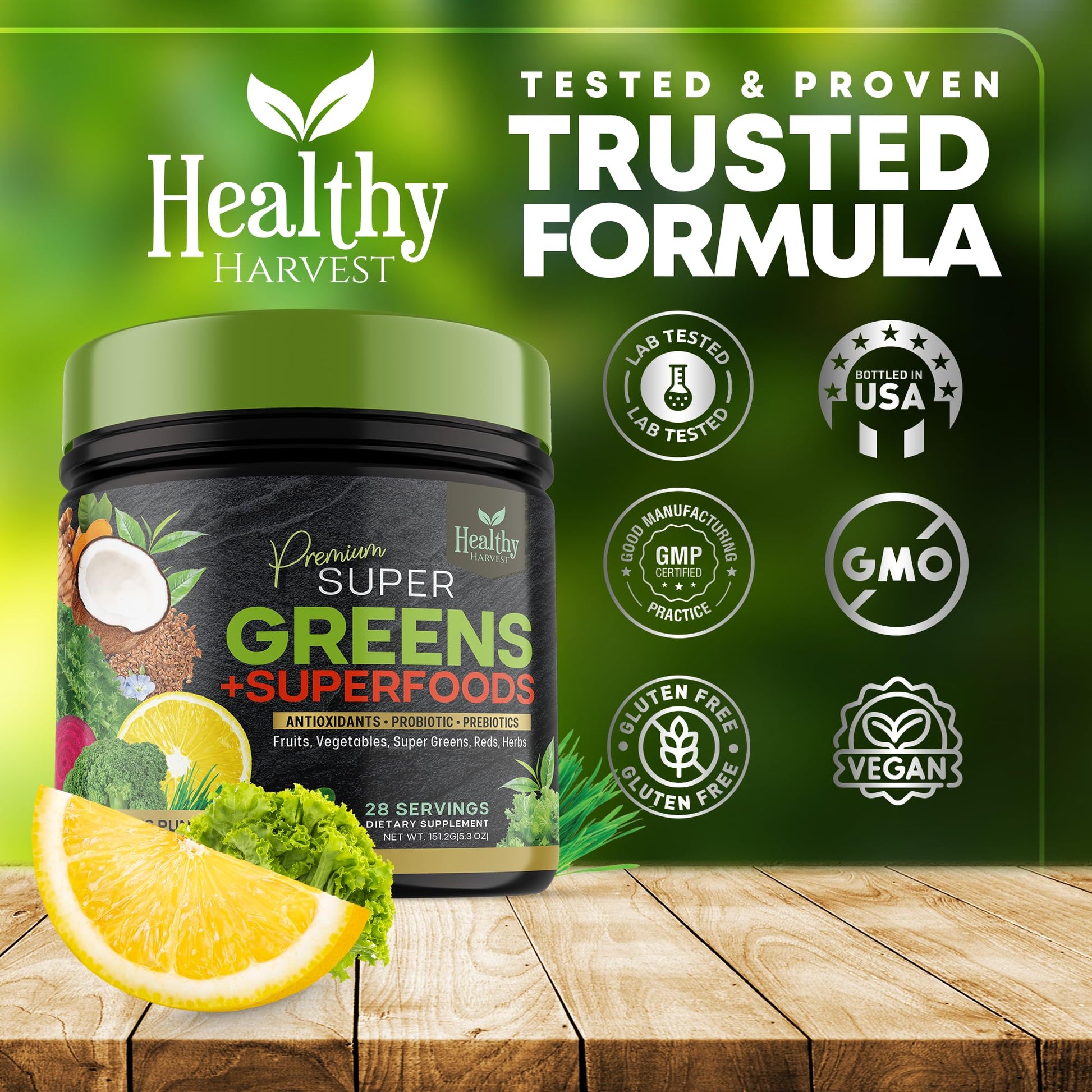 Greens Powder Superfood Supplement - Super Green Reds Smoothie Mix Blend with Spirulina Healthy Harvest NutritionAu supplements