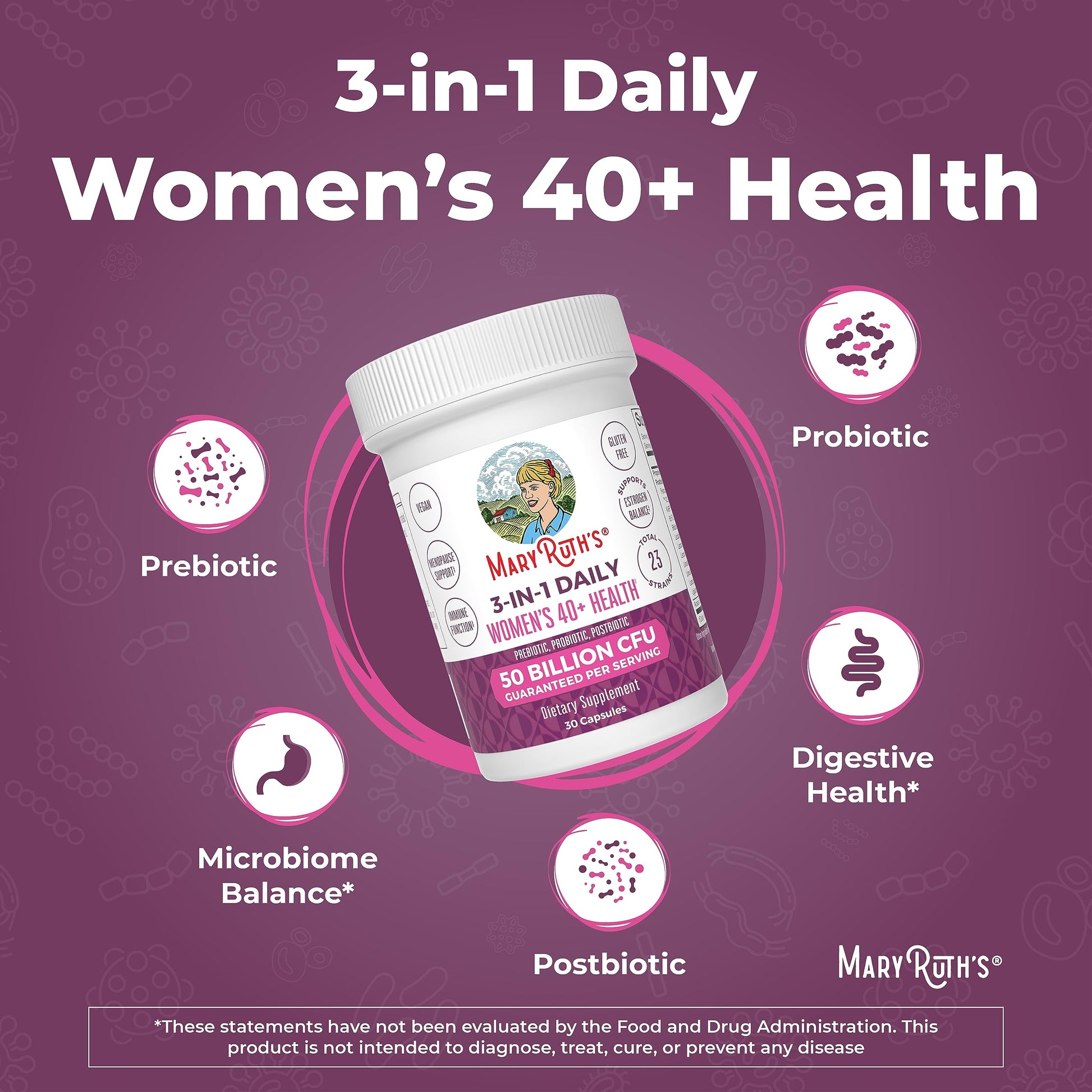 Mary Ruth's 3 in 1 Women's 40+ Health Probiotic, 30 CT MaryRuth OrganicsAu supplements