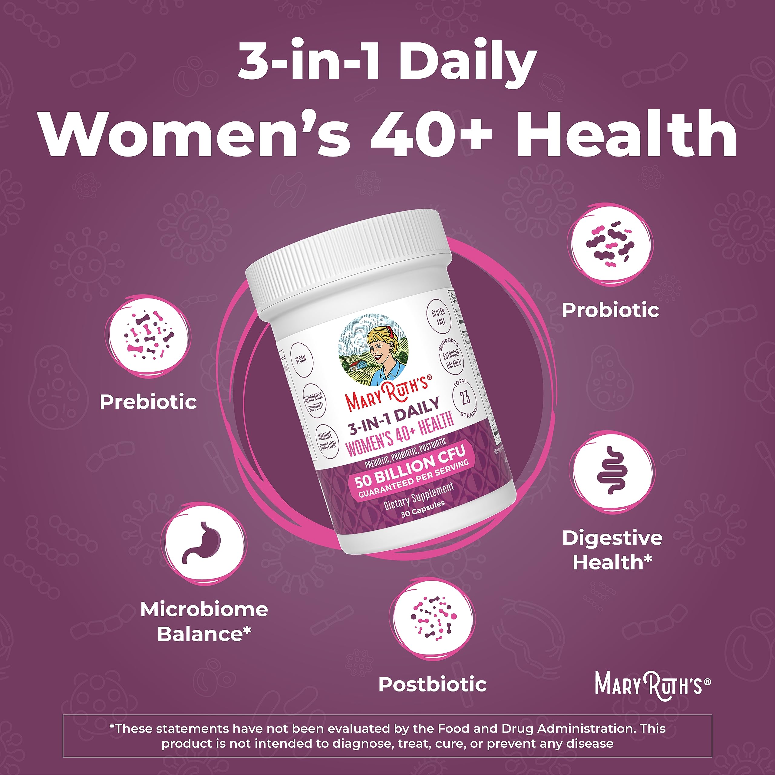 Mary Ruth's 3 in 1 Women's 40+ Health Probiotic, 30 CT MaryRuth OrganicsAu supplements