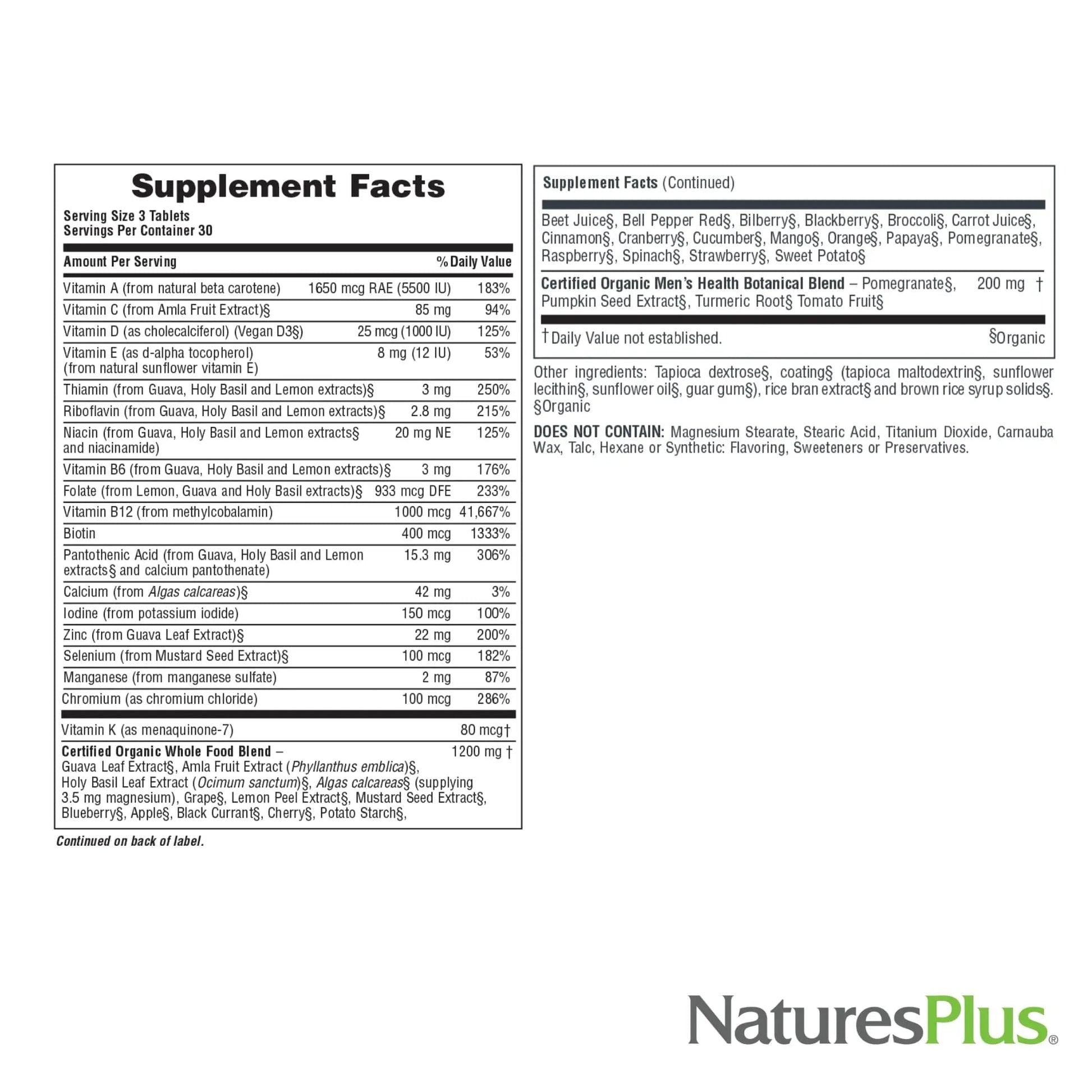 NaturesPlus Source of Life Garden Men’s Multivitamin - 90 Tablets - Supports Energy & Healthy Immune System Nature's PlusAu supplements