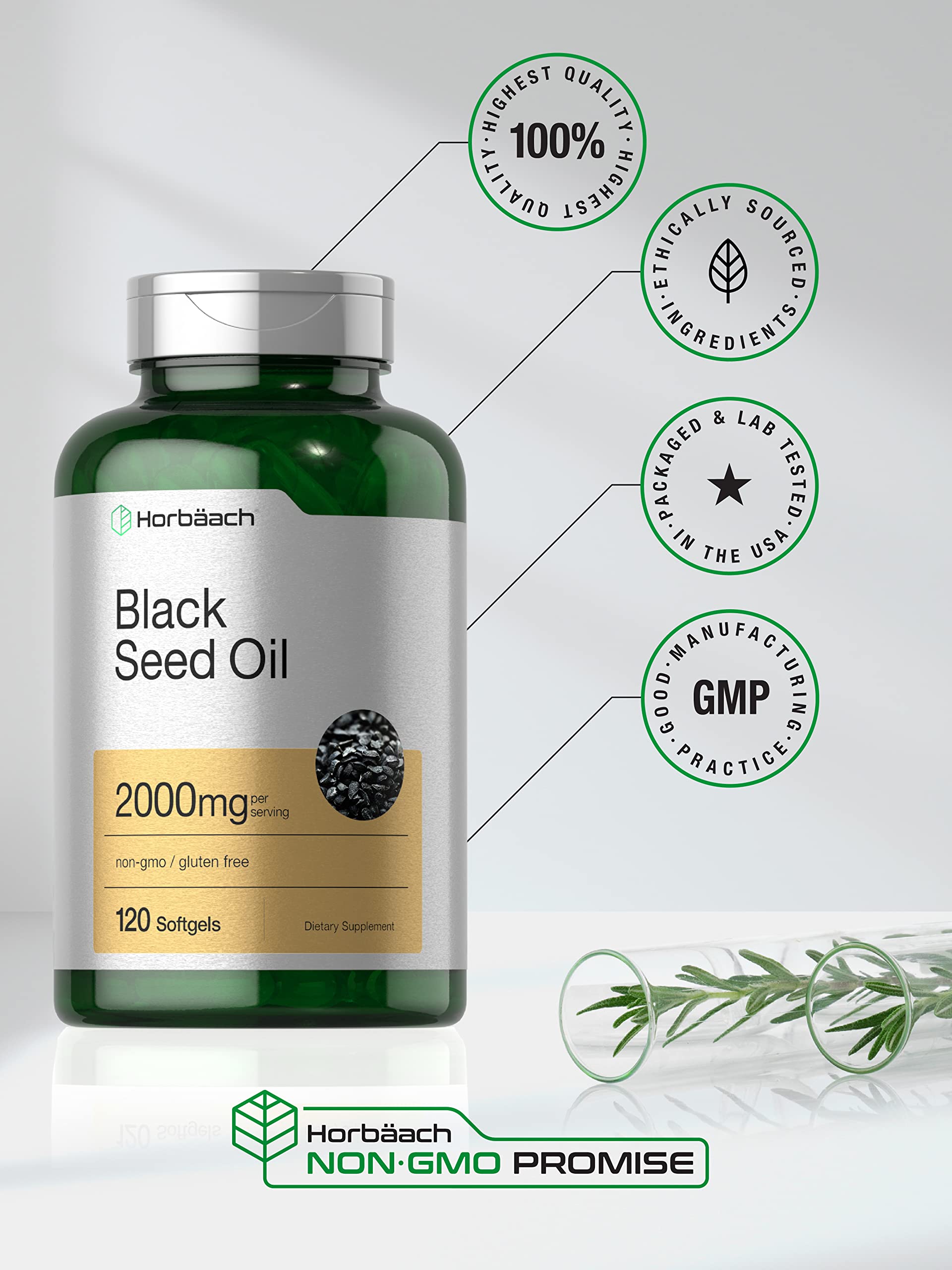 Black Seed Oil 2000mg | 120 Softgel Capsules | Cold Pressed Nigella Sativa Pills HorbäachAu supplements