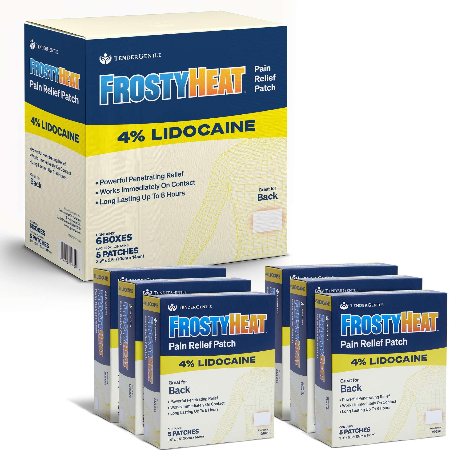 TenderGentle Four Percent Lidocaine Patches - 30 Back Pain Relief Patches with 4% Lidocaine for Aches, Muscle and Joint Discomfort - 3.9" x 5.5" Back, Shoulder, and Neck Pain Patch TenderGentleAu supplements
