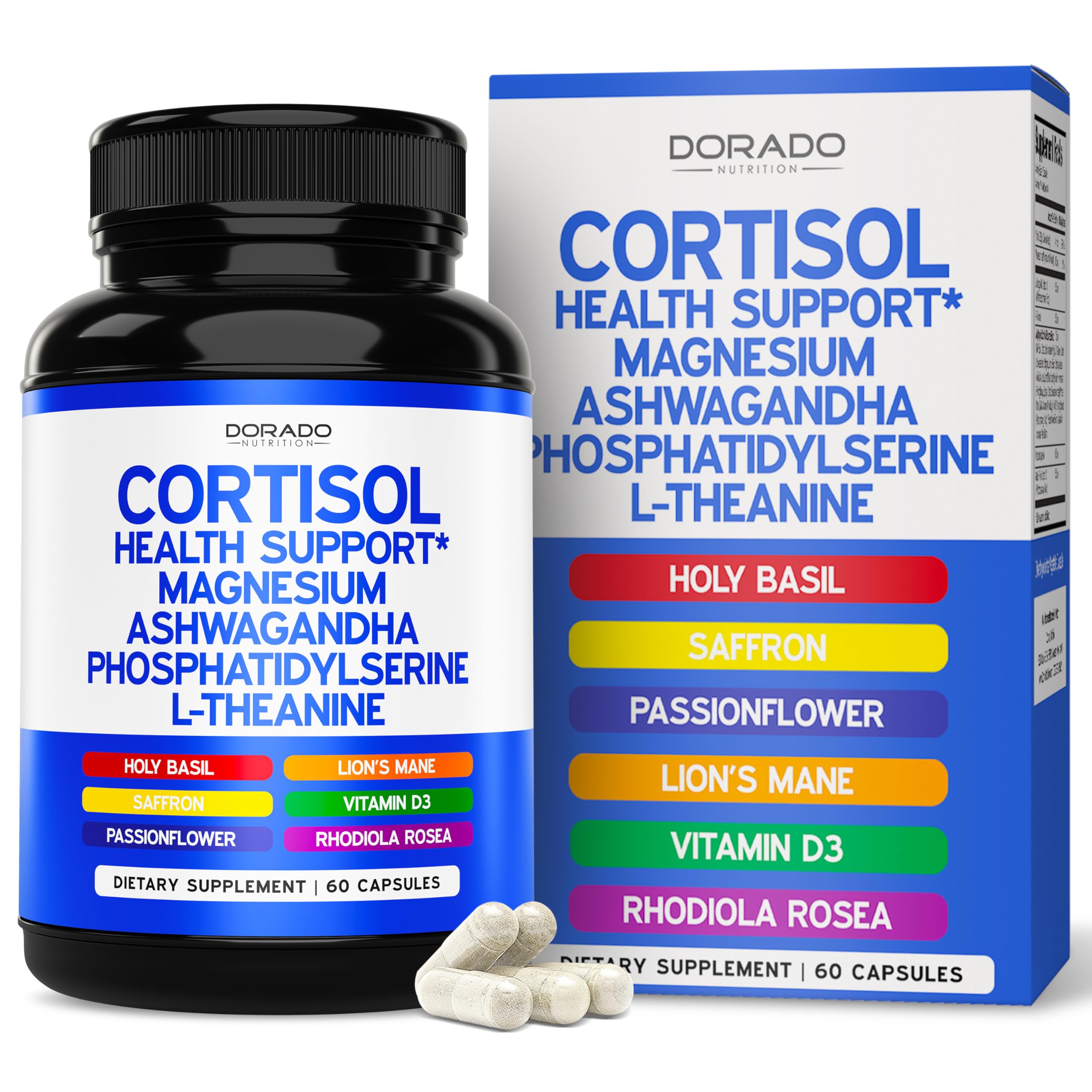 Cortisol Supplements for Women & Men with 14 in1 Blend (Magnesium, Ashwagandha, L Theanine & More) Healthy Cortisol Balance & Calm Mood Support - Third Party Tested, Non GMO, USA Made - 60 Count DORADO NUTRITIONAu supplements