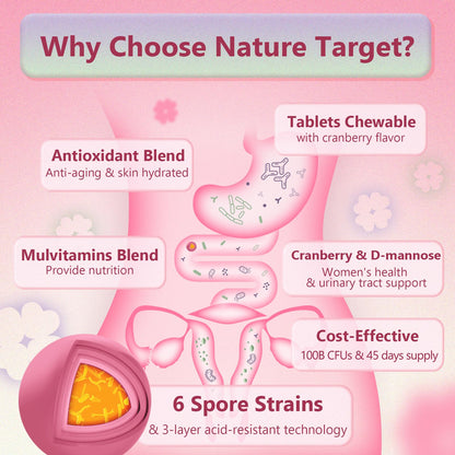 Probiotics for Women Digestive Health, Vaginal Probiotics with D-Mannose & Cranberry NATURE TARGETUS supplements