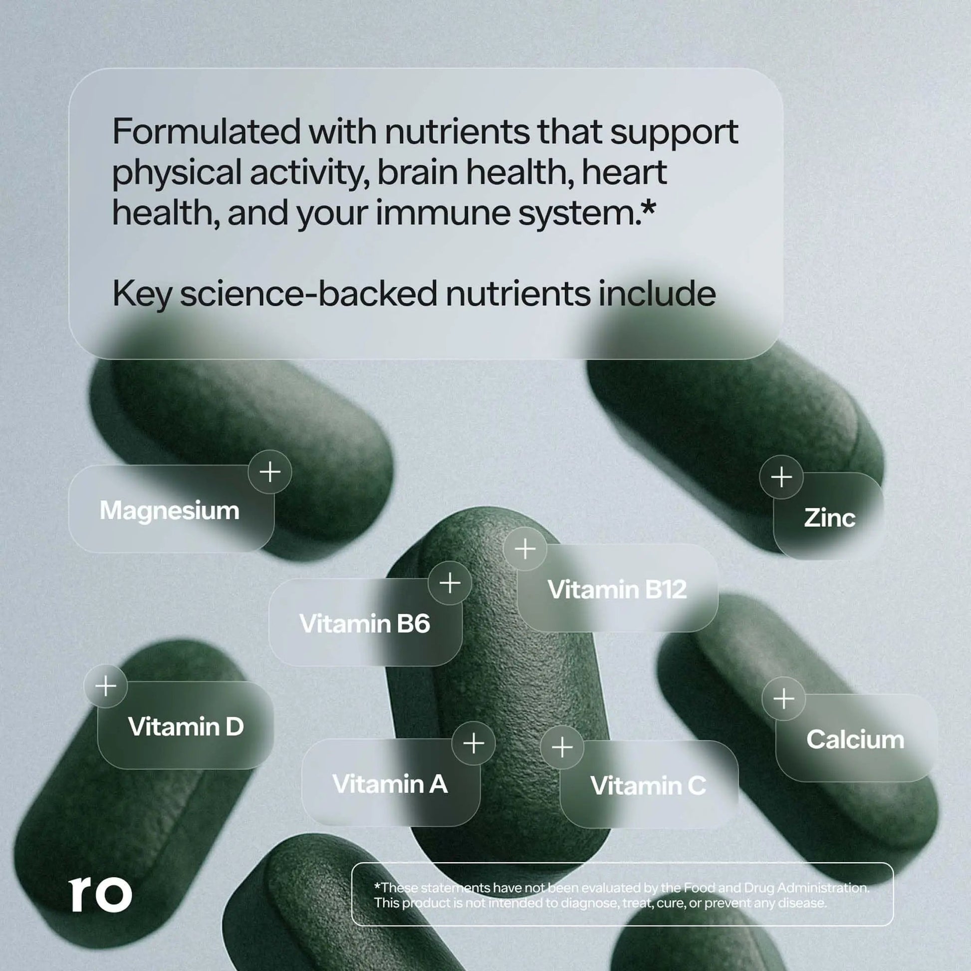 Ro Daily Multivitamin for Men | Supports Physical Activity, Brain + Heart Health, and Immune System with 23 Key Nutrients Including Calcium RoAu supplements