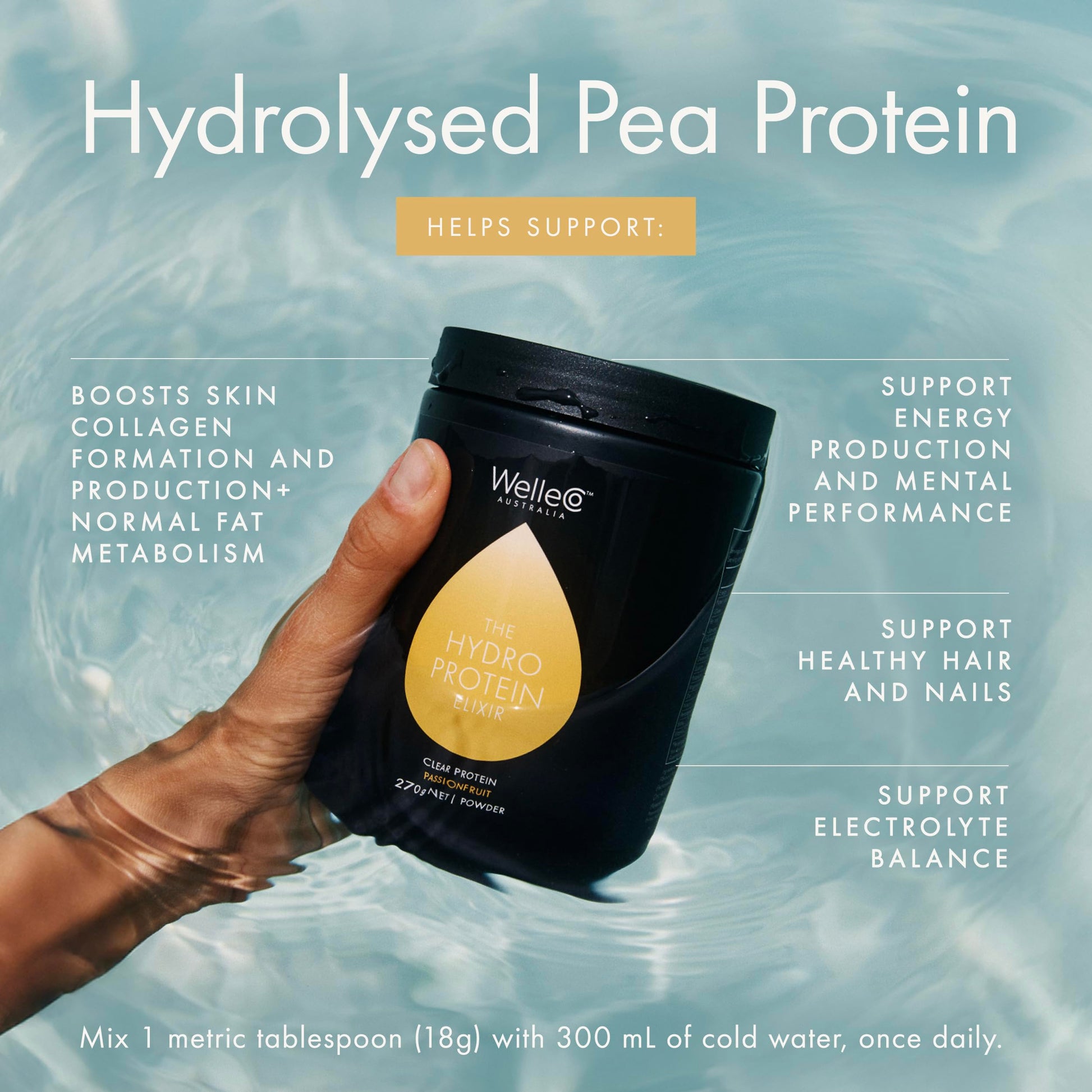 WelleCo HydroProtein Elixir, Potassium Electrolyte Powder with 15g Vegan Protein for Energy, Healthy Hair, Skin & Nails, Easy to Digest Powdered Electrolytes, Passionfruit, 9.5oz Jar WelleCoAu supplements