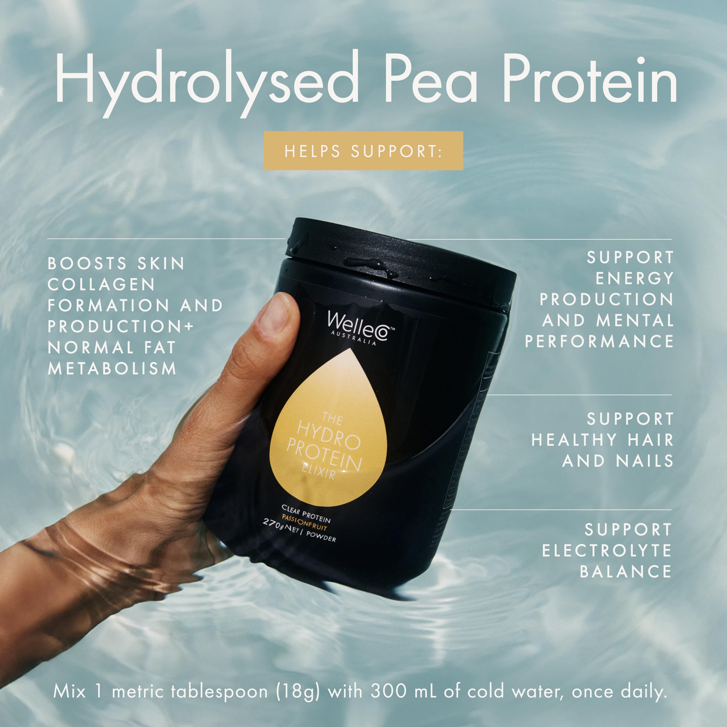 WelleCo HydroProtein Elixir, Potassium Electrolyte Powder with 15g Vegan Protein for Energy, Healthy Hair, Skin & Nails, Easy to Digest Powdered Electrolytes, Passionfruit, 9.5oz Jar WelleCoAu supplements