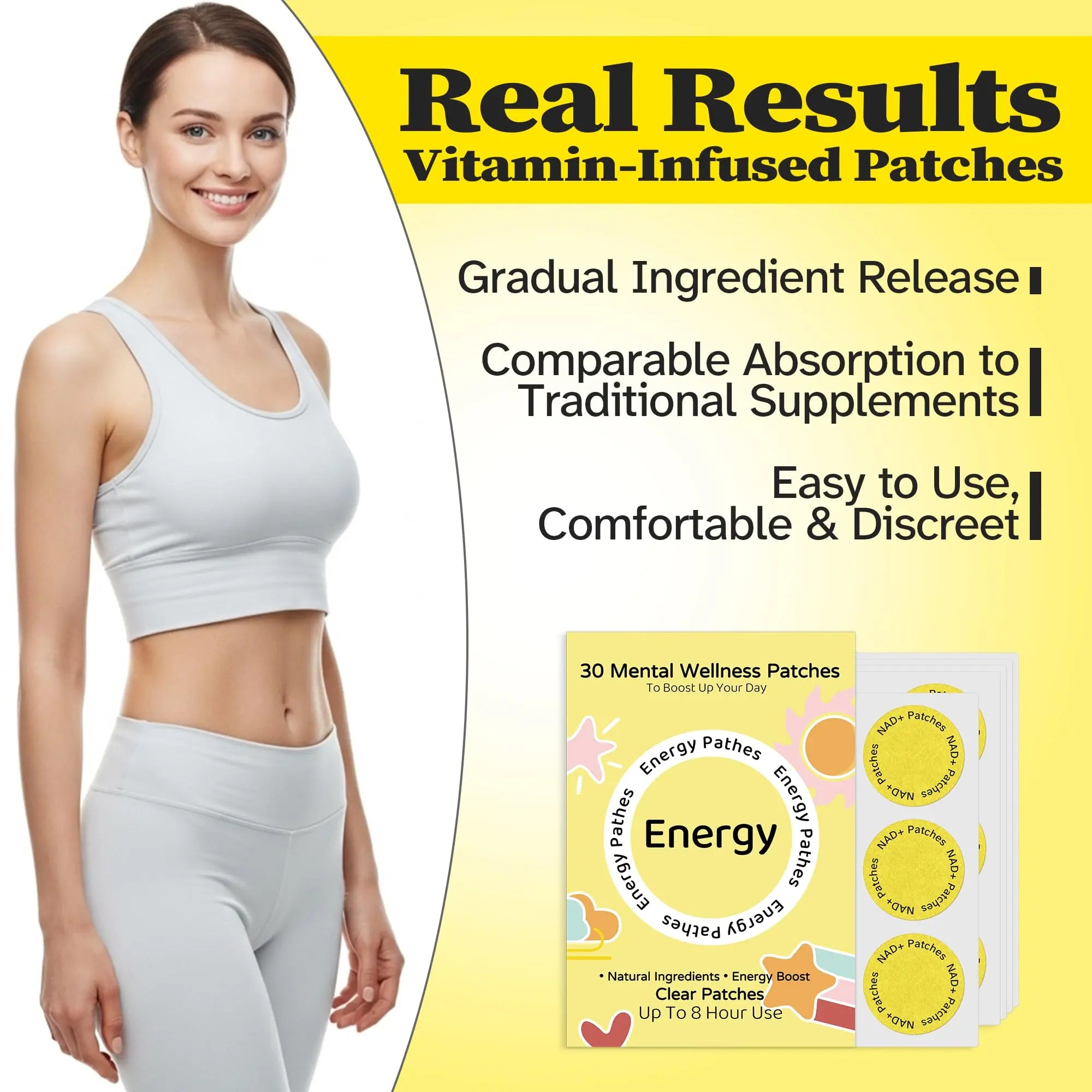 Energy Patches – 30 Plant-Based Patches with Biotin, Caffeine & Ginseng – Gentle Daily Support for Focus, Alertness & Vitality – Vegan Formula, 1 Month Supply VitaluminaAu supplements