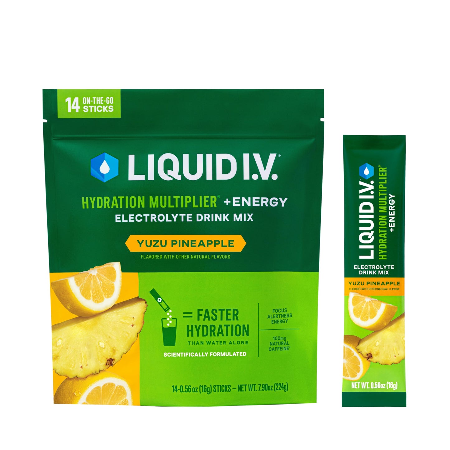Liquid I.V.® Hydration Multiplier +Energy - Yuzu Pineapple | Electrolyte Powder Drink Mix | 1 Pack (14 Servings) Liquid I.V.US supplements
