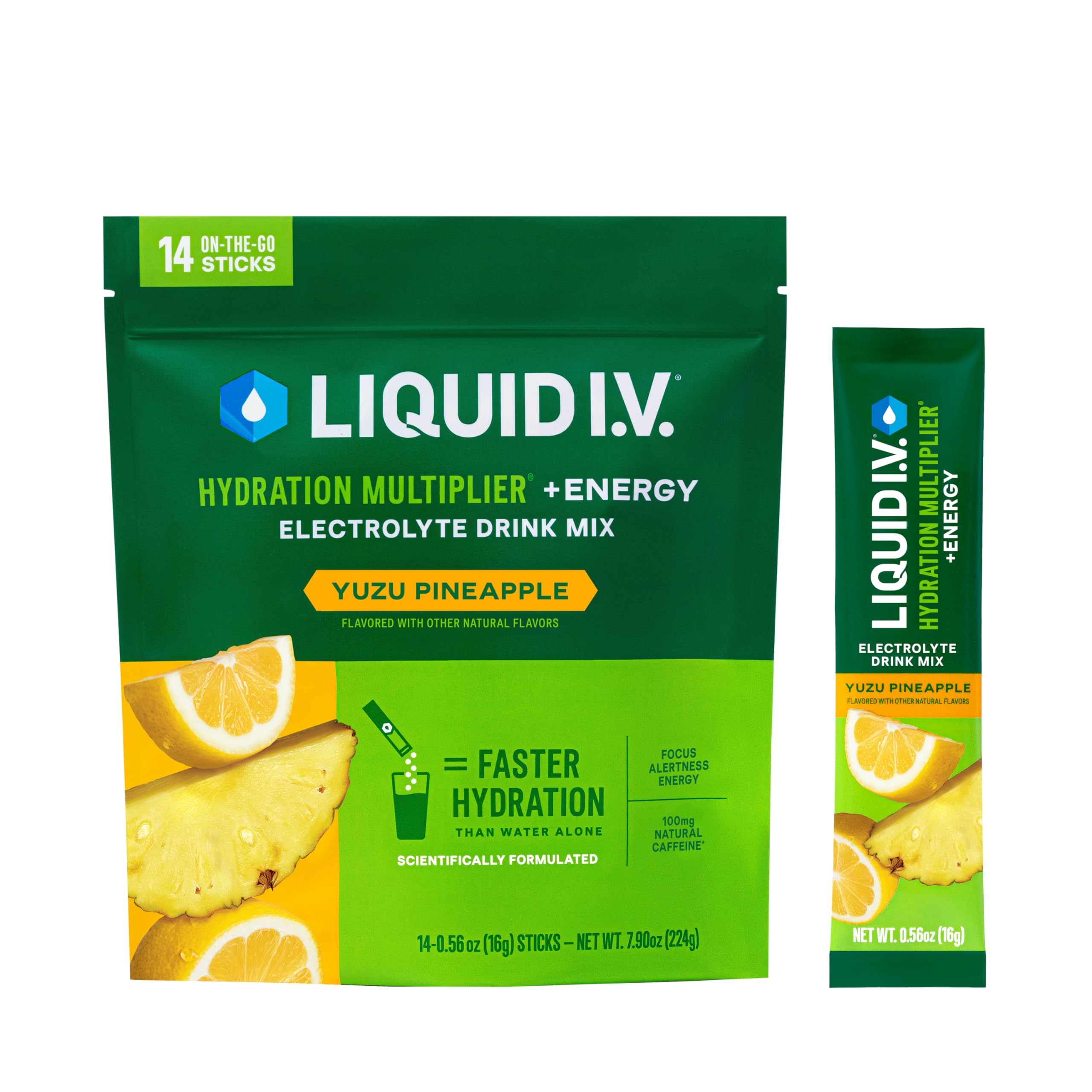 Liquid I.V.® Hydration Multiplier +Energy - Yuzu Pineapple | Electrolyte Powder Drink Mix | 1 Pack (14 Servings) Liquid I.V.US supplements