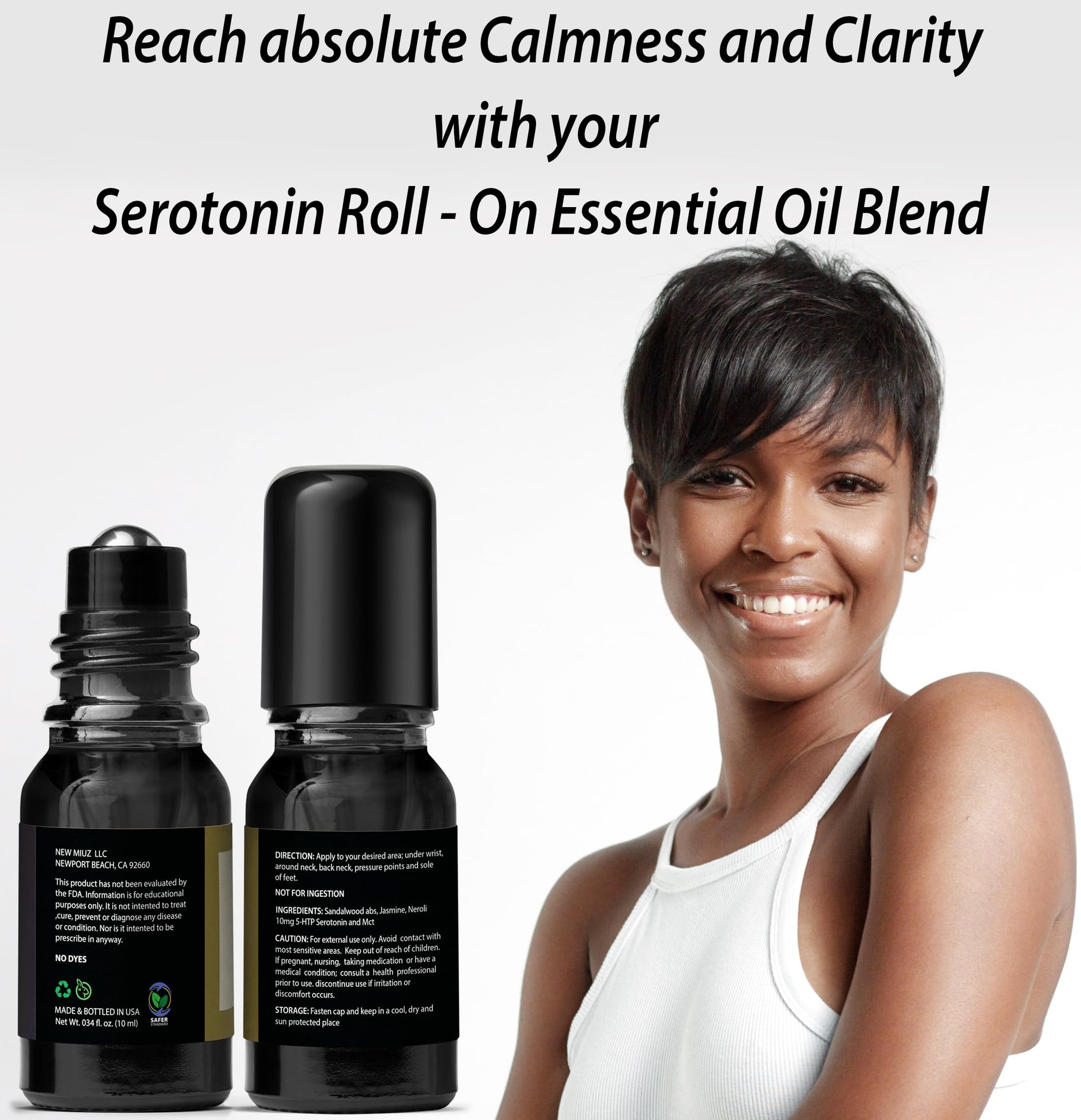 Calm Roll on Essential Oil Stress Relief Sandalwood Jasmine Destress Relaxation Calming Rolle New MiuzAu supplements