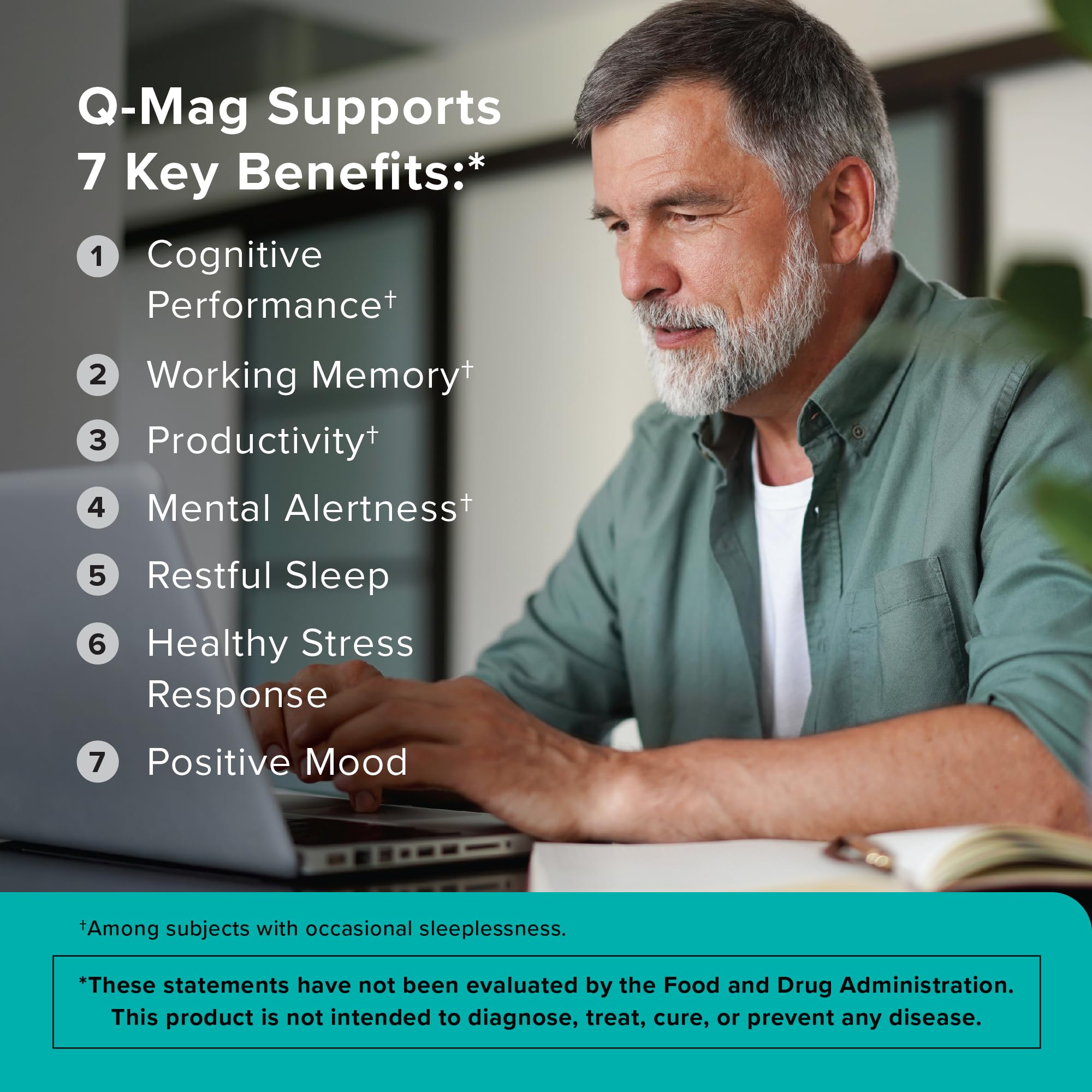 Qunol Q-Mag Magnesium L-Threonate Tablets, 2000mg of Magtein to Help Support Cognitive Performance, Improve Mental Alertness & Productivity, Supports Restful Sleep, High Absorption, 60 Count QunolAu supplements