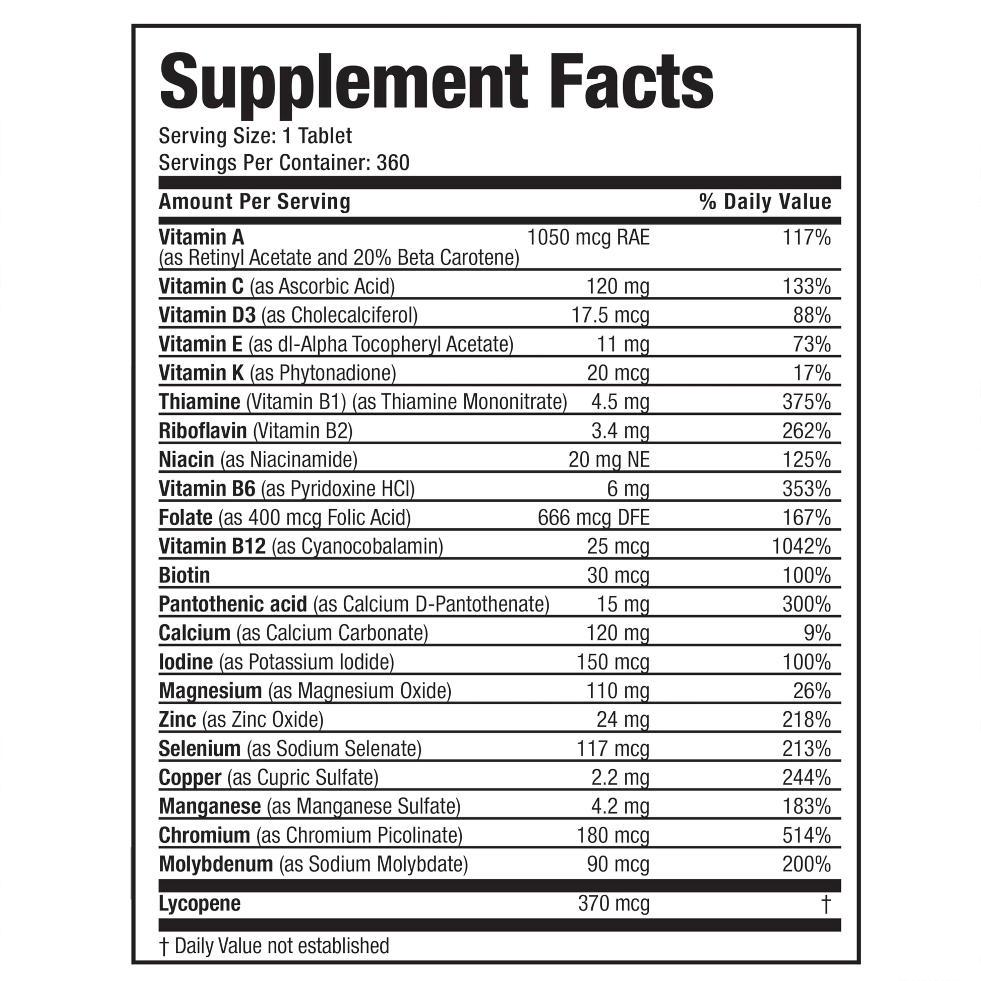 Bronson ONE Daily Mens 50+ Complete Multivitamin Multimineral, 360 Tablets BronsonAu supplements