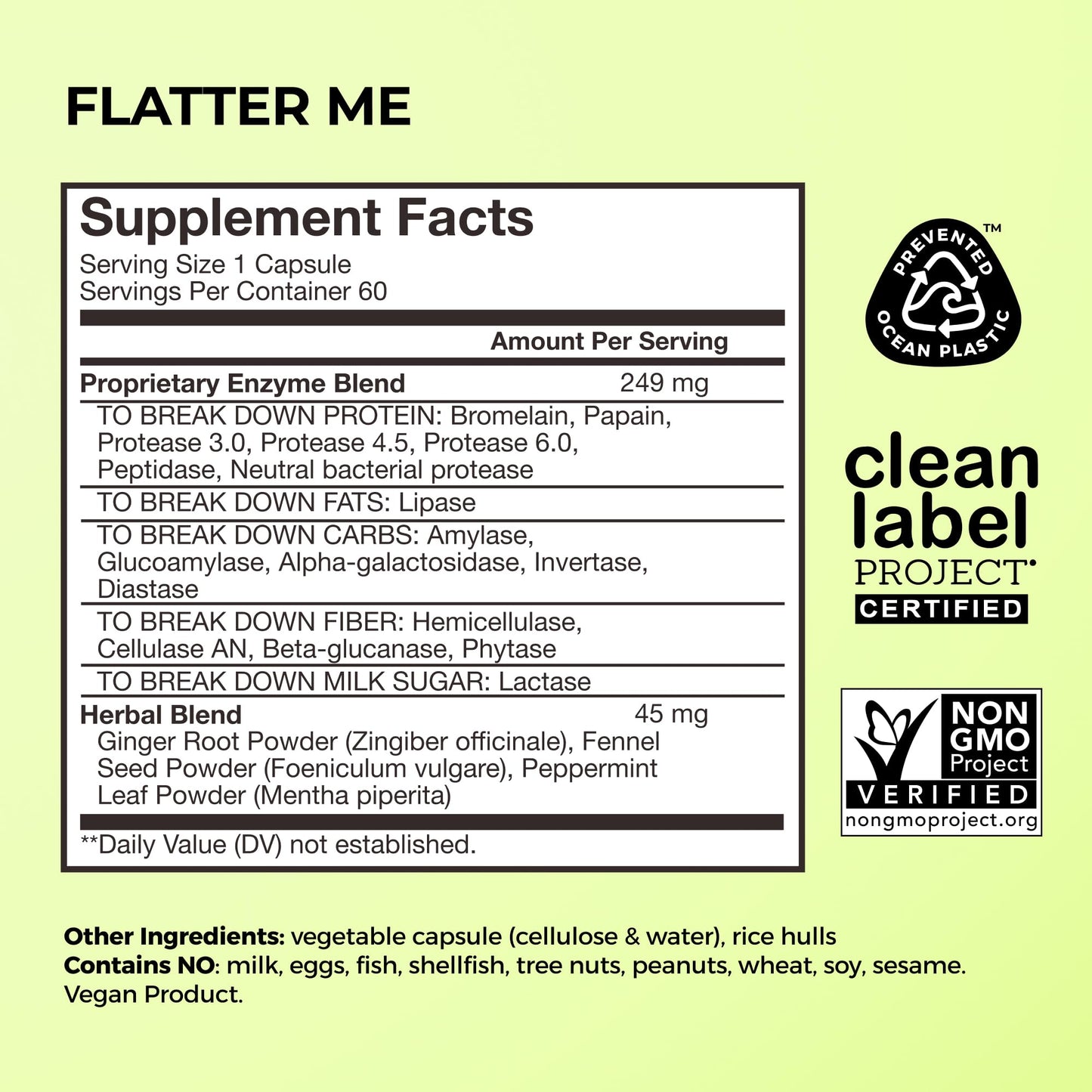 HUM Flatter Me Digestive Enzymes for Women & Men, Digestive Health Bloating Supplement with Ginger & Peppermint Leaf, Fast Acting Anti Bloat Pills Multi Enzyme for Debloating, Vegan, 60 Capsules HUMUS supplements