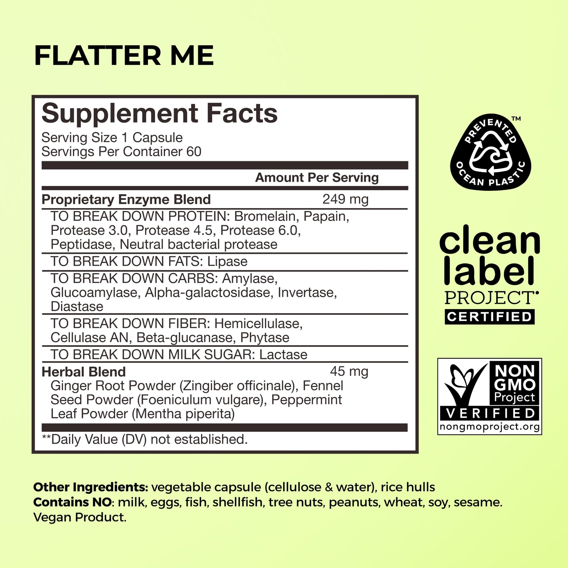 HUM Flatter Me Digestive Enzymes for Women & Men, Digestive Health Bloating Supplement with Ginger & Peppermint Leaf, Fast Acting Anti Bloat Pills Multi Enzyme for Debloating, Vegan, 60 Capsules HUMUS supplements