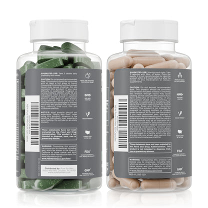 Pure for Men Original Stay Ready Fiber Supplement (120 Capsules) + Vegan Multivitamin (120 Capsules) Pure for MenUS supplements