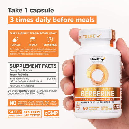 Clean Label Berberine Supplement 1500mg - Ultra Pure 98% Berberine HCl, Highest Purity Physician's Healthy AlternativesUS supplements