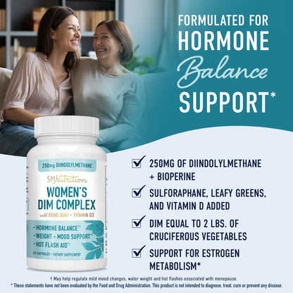 DIM Supplement 250 mg | Estrogen Balance for Women | Hormone Menopause Relief SMNutritionUS supplements