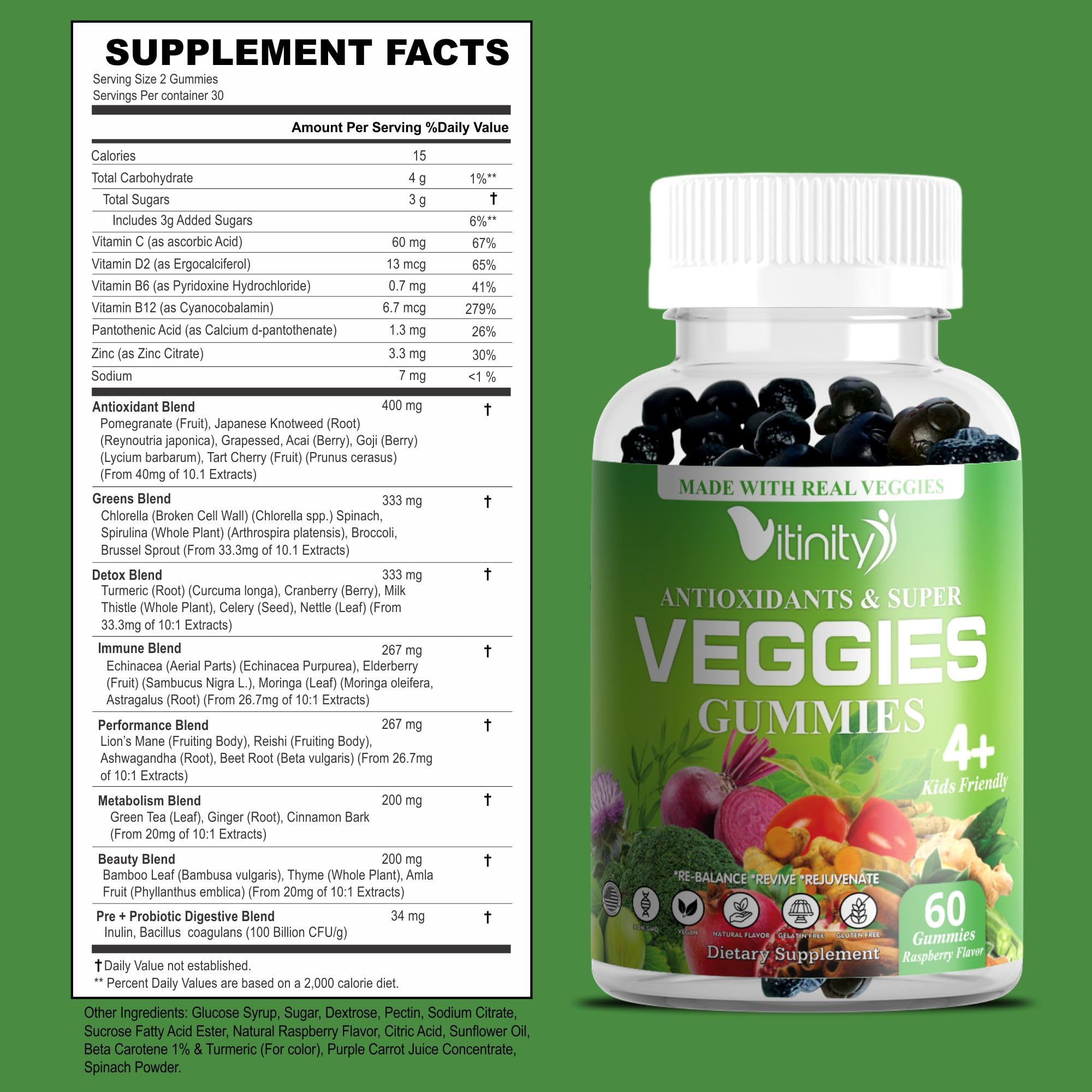 VITINITY Made with Real Super Veggies Delicious Gummy Supplement,Men,Women & Kids VITINITYUS supplements