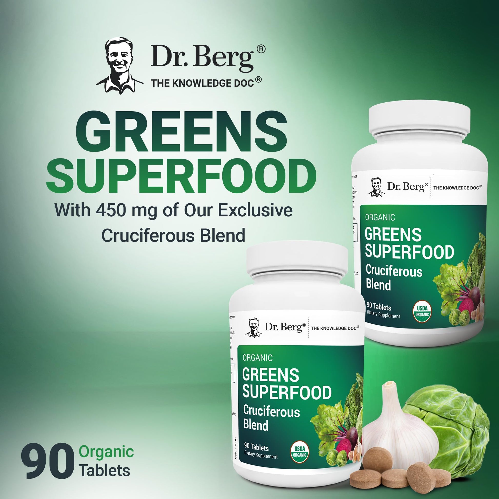 Dr. Berg's Greens Superfood Cruciferous Vegetable Tablets - Vegetable Supplements for Adults w/ 11 Phytonutrient Super Greens - Energy, Immune System & Liver Veggie Tablets - 90 Tablet Dr. Berg NutritionalsAu supplements
