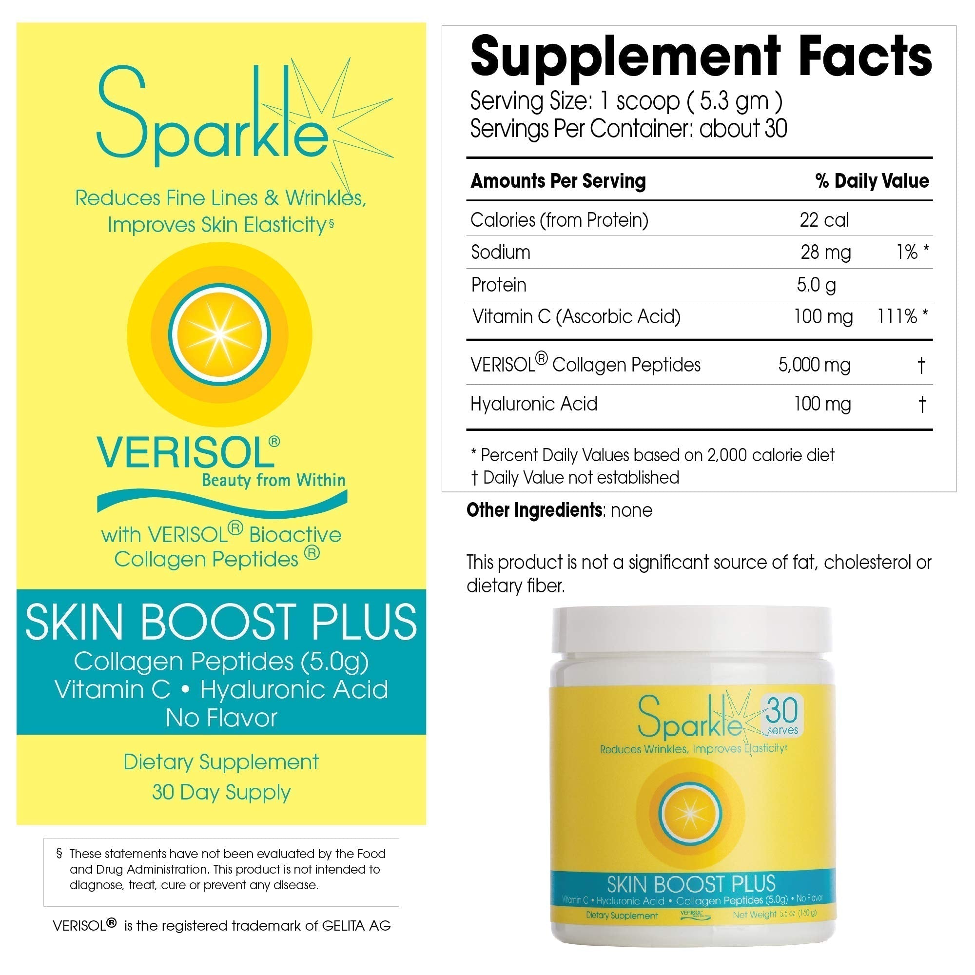 Hydrolyzed Collagen Powder - Sparkle Skin Boost Plus (No Flavor) [30-Serves] Verisol Pept Sparkle CollagenUS supplements