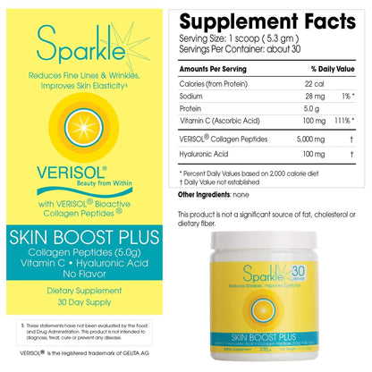 Hydrolyzed Collagen Powder - Sparkle Skin Boost Plus (No Flavor) [30-Serves] Verisol Pept Sparkle CollagenUS supplements