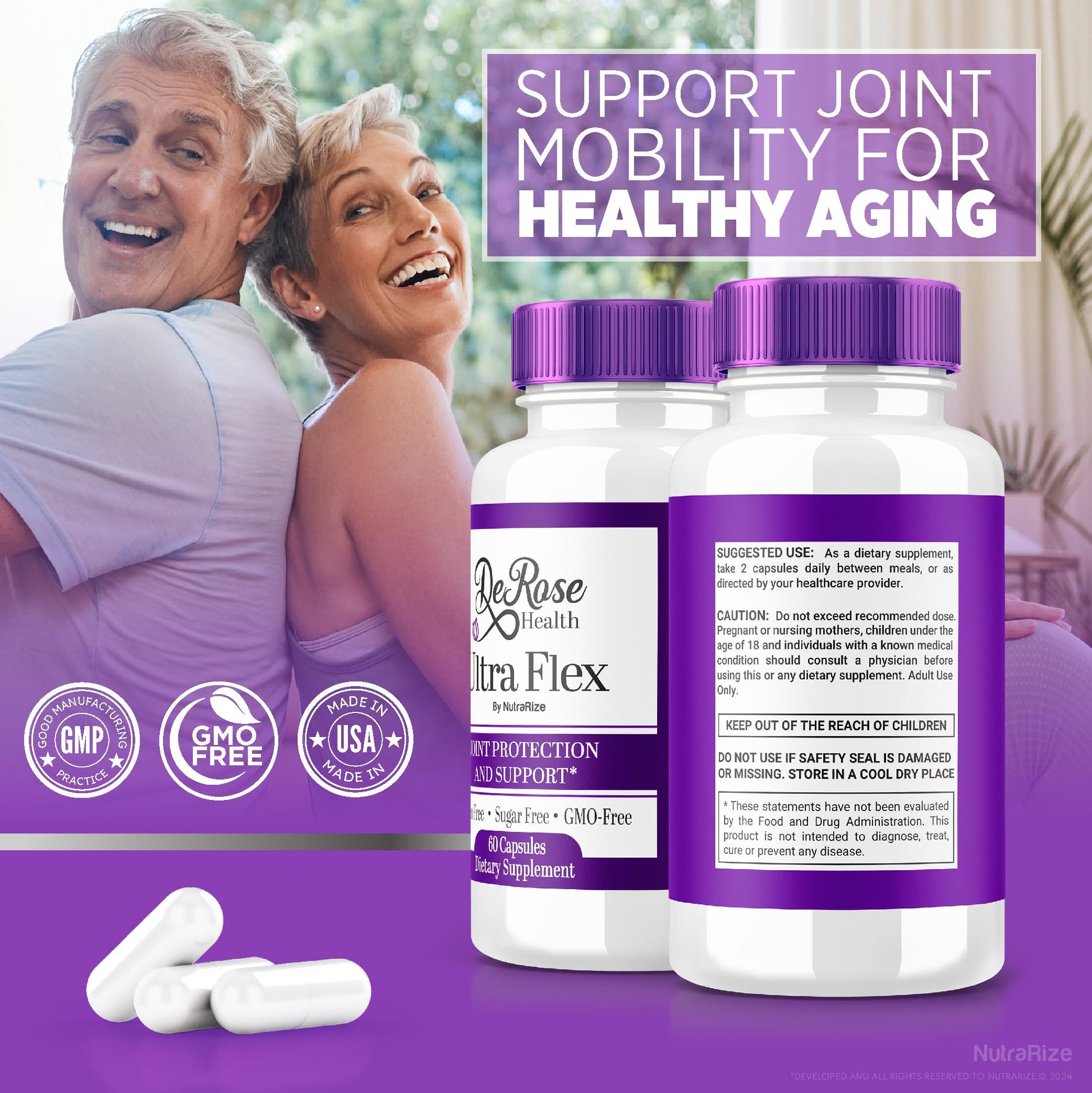 (2 Pack) Ultra Flex Capsules, Advanced Joint Support Supplement, Ultra Flex Natural Joint Health Formula, Max Strength Pills for Joint Wellness and Mobility, UltraFlex Vitamin Reviews (120 Capsules) NutraRizeAu supplements