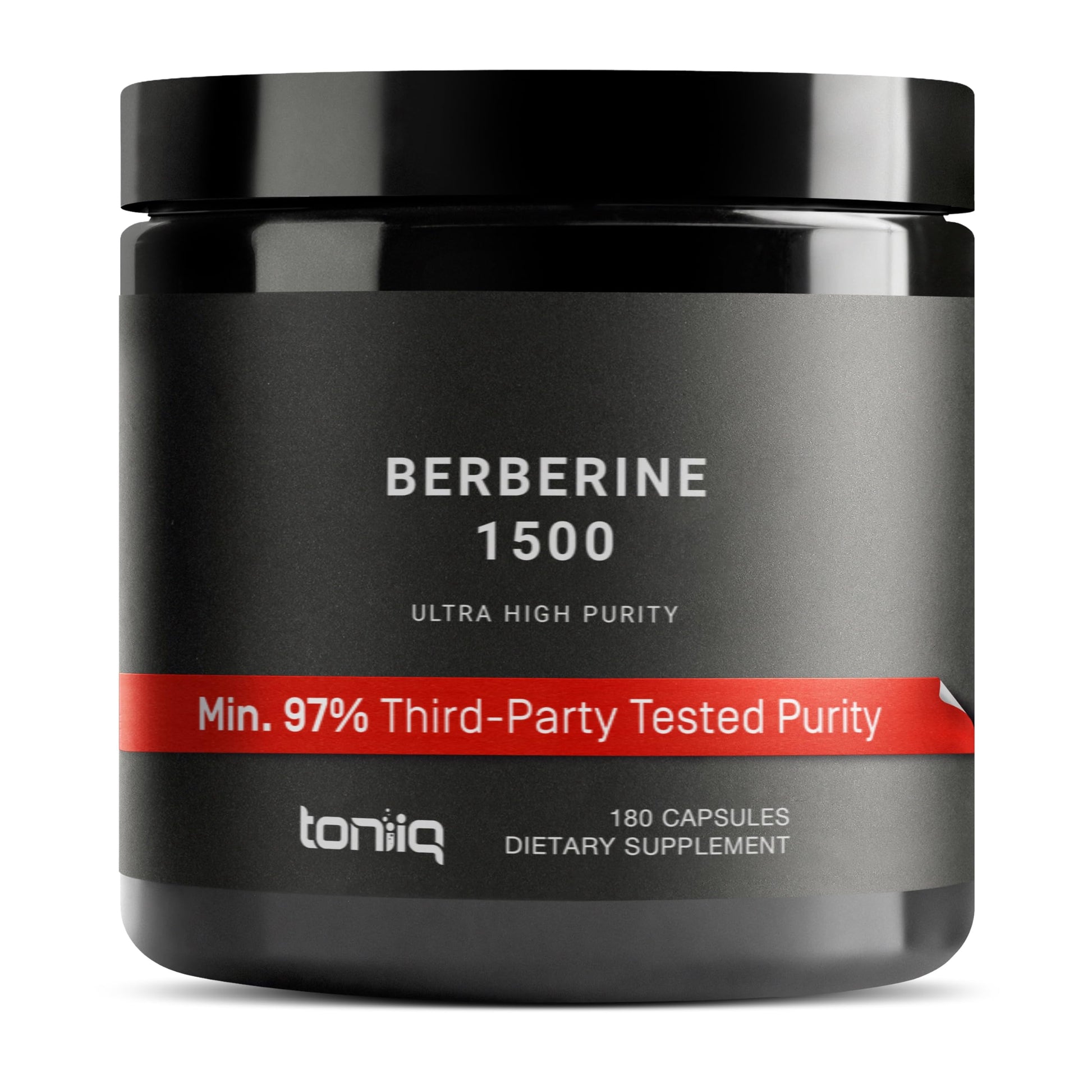 Toniiq Ultra High Strength Berberine HCl from The Himalayas - 100:1 Concentrated Extract - Lab-Tested 97% Berberine HCl - 180 Vegetarian Capsules, 1500 mg per Serving ToniiqAu supplements