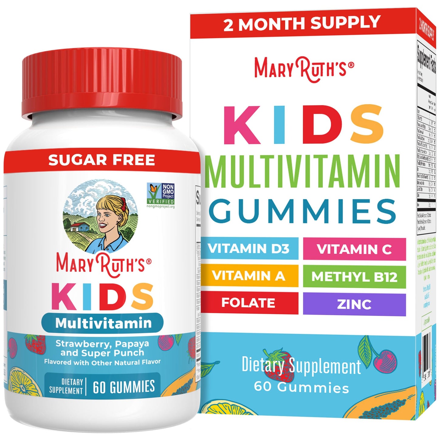 MARYRUTH'S Kids Vitamins | Multi | Sugar Free | 2 Month Supply | Kids Multivitamin Gummies for Ages 2+ | Vegan | Only 1 Gummy a Day | 60 Count MARYRUTH'SUS supplements