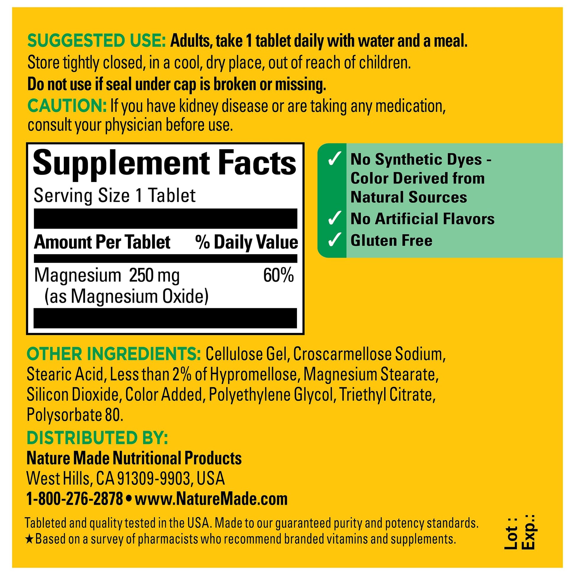 Nature Made Magnesium Oxide 250 mg, Magnesium Supplements for Men and Women, Support for Muscle, Heart, Bone and Nerve Health, 100 Tablets, 100 Day Supply Nature MadeAu supplements