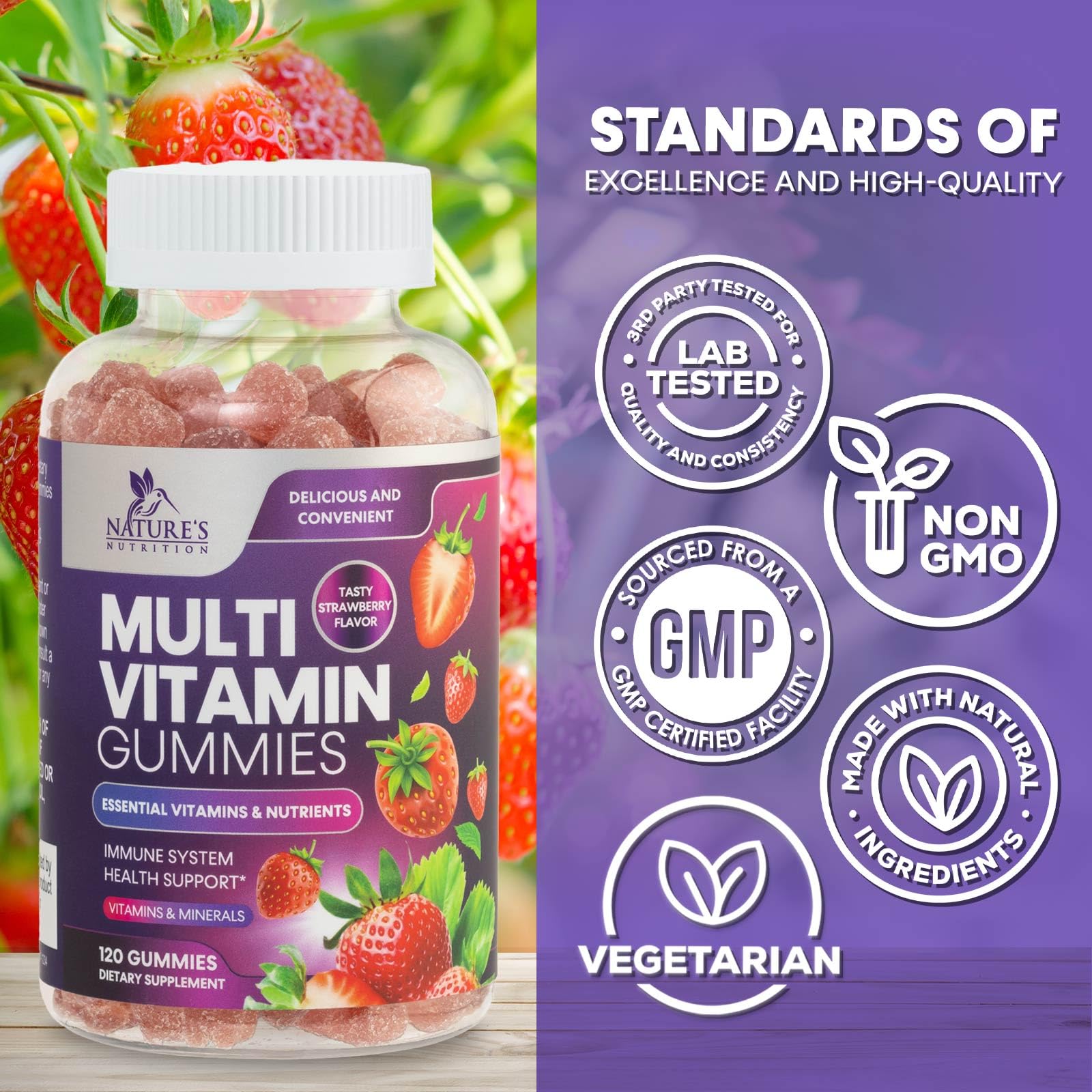 Multivitamin Gummies for Adults - Daily Adult Multivitamins Gummy with Vitamins A, C, D, B12 for Women & Men Nature's NutritionAu supplements