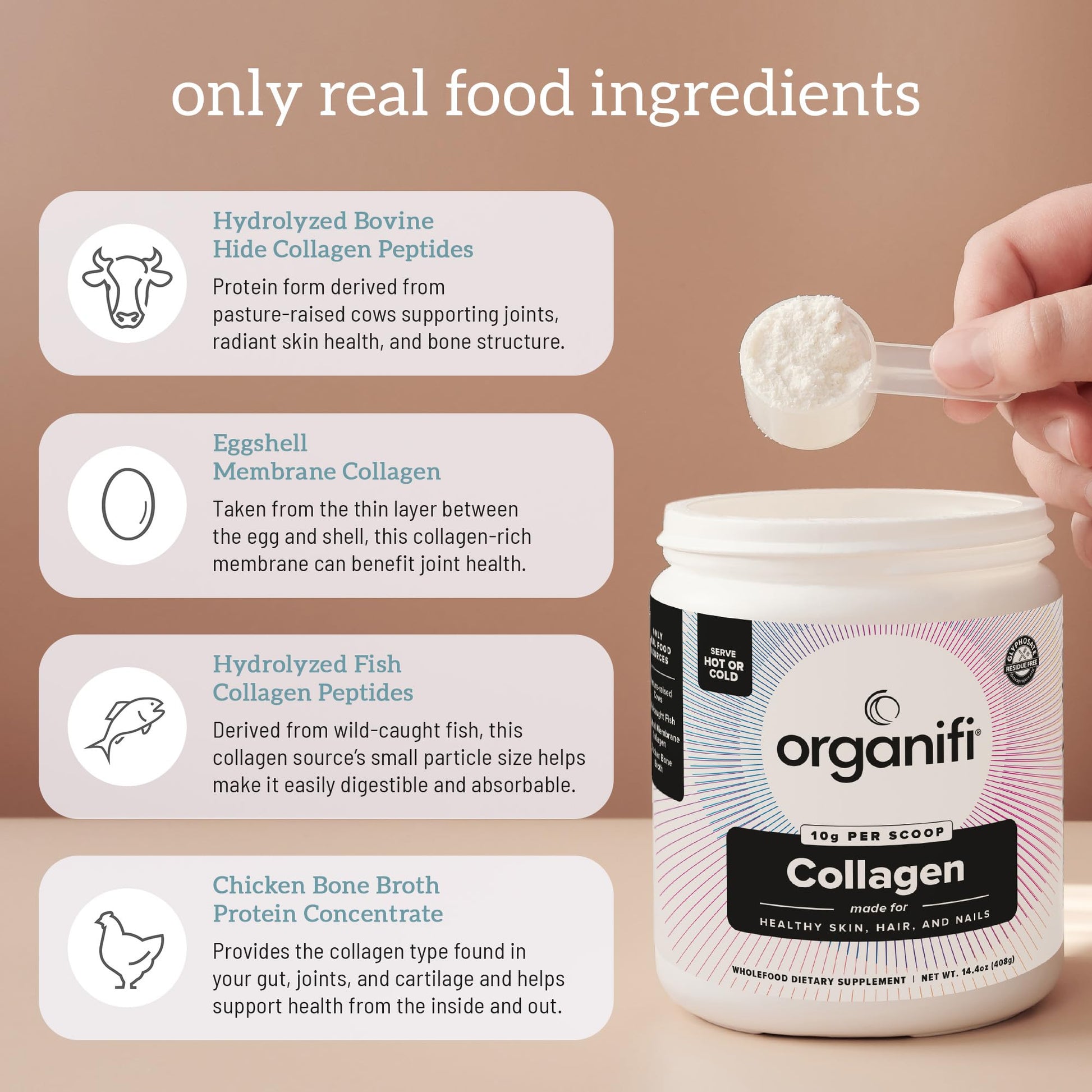 Organifi Unflavored Collagen Powder - Supports Stronger Skin, Nail, and Hair, 40 Servings OrganifiUS supplements