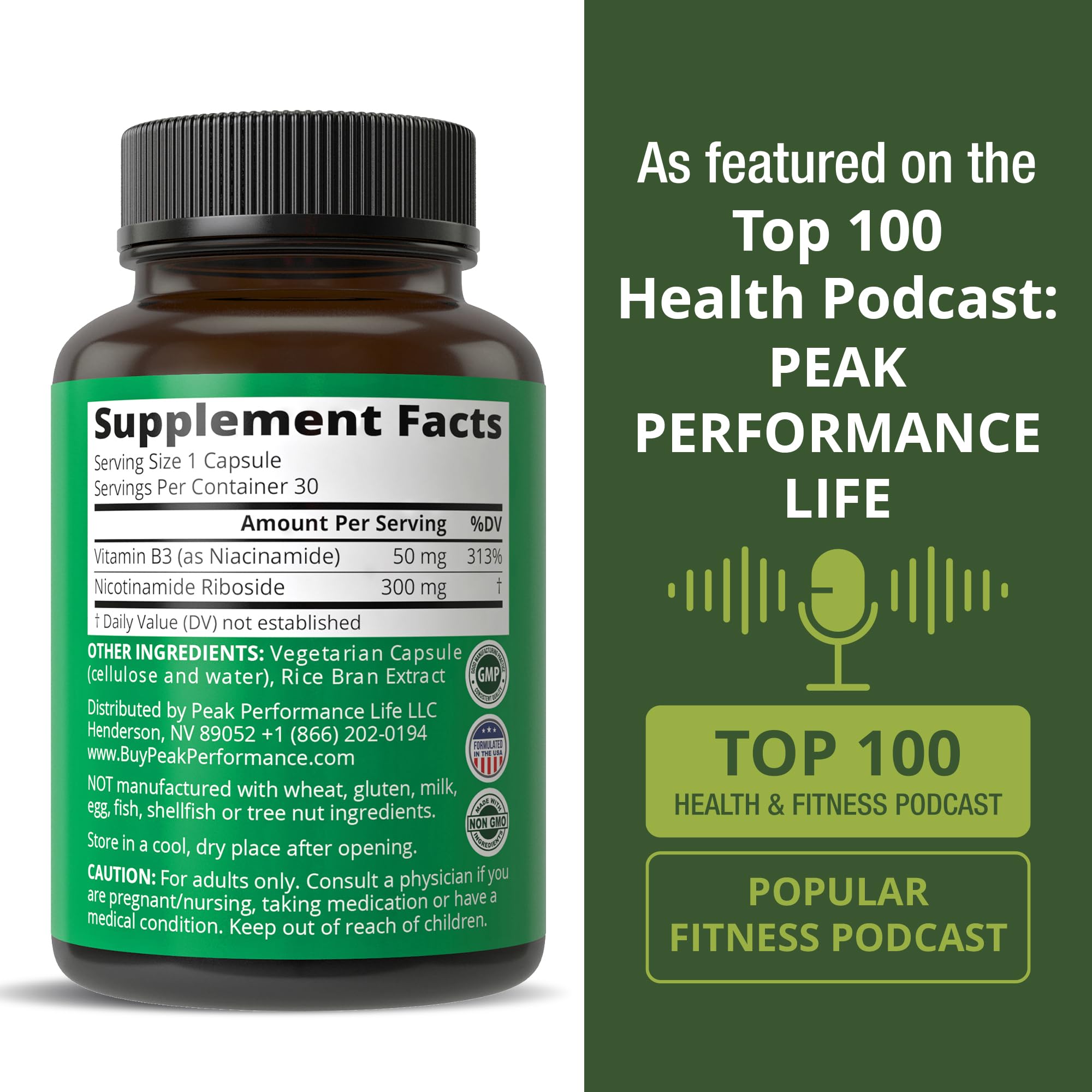 Peak Performance Nicotinamide Riboside NR Supplement Capsule. NMN Alternative NAD Supplement + Niacinamide for NAD+ Levels As We Age. 3rd Party Tested, Non-GMO, Vegan NR Vitamin for Women and Men Peak PerformanceAu supplements