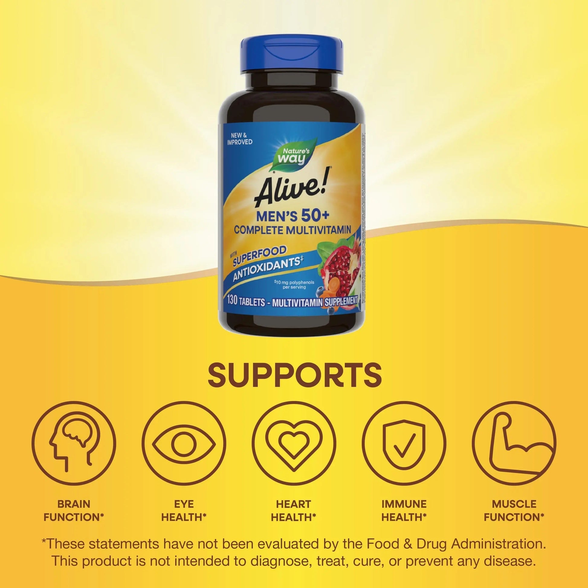 Nature’s Way Alive! Men’s 50+ Complete Multivitamin, Supports Multiple Body Systems*, Supports Cellular Energy Nature's WayAu supplements