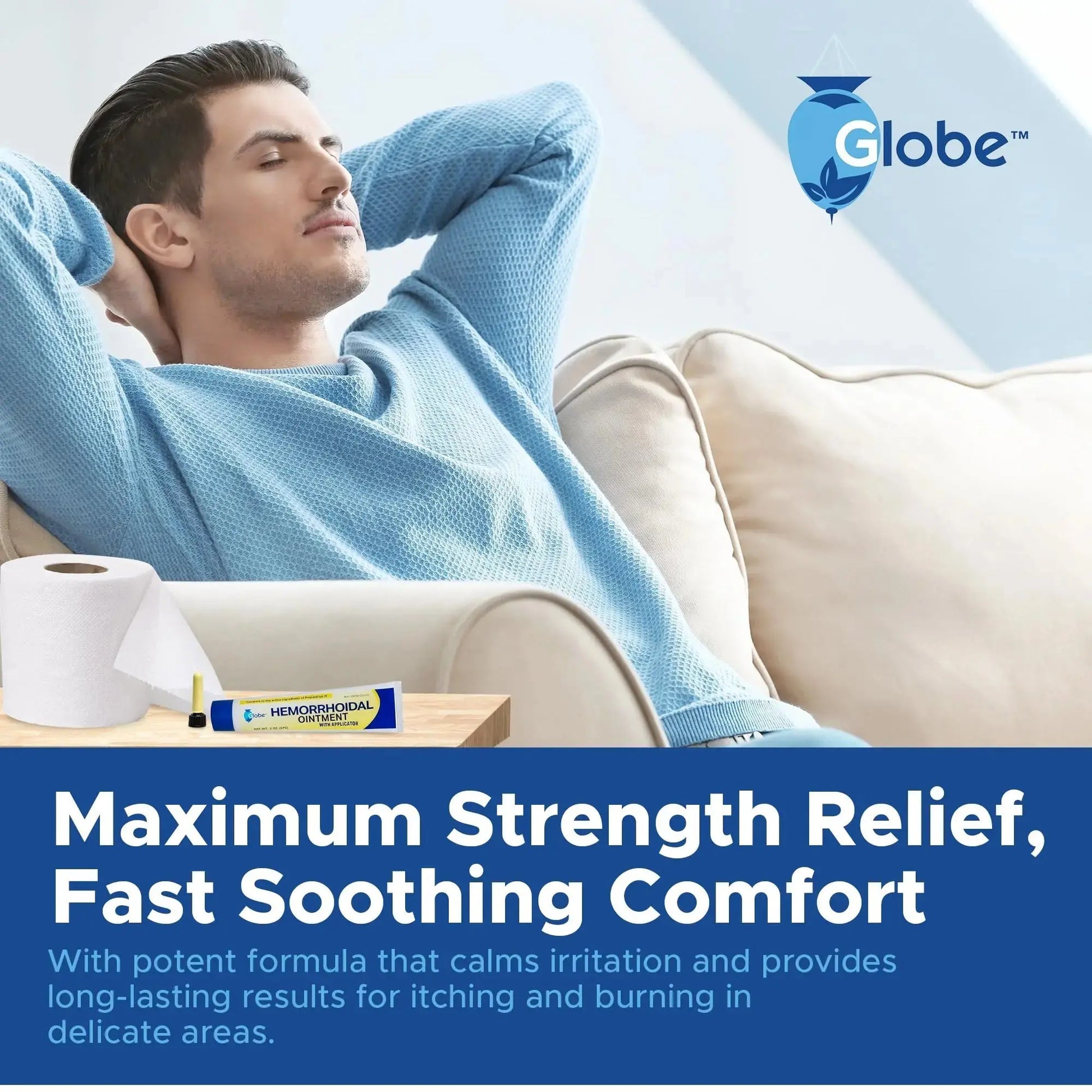Globe Hemorrhoidal Ointment w/ Applicator, Phenylephrine HCl, Petrolatum Mineral Oil, Maximum Strength Formula for Burning, Discomfort & Itching, 2 oz Hemorrhoidal OintmentAu supplements