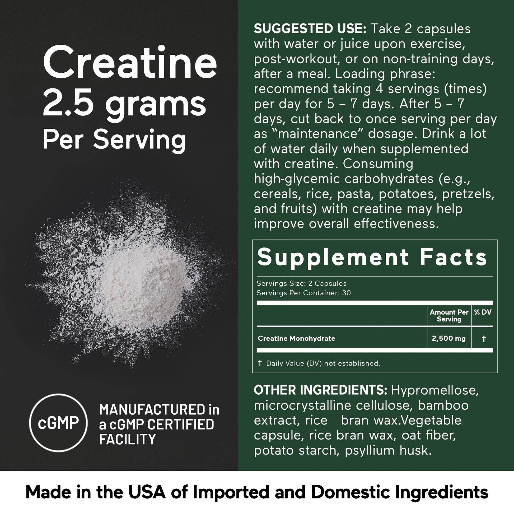 SMARTERNUTRITION Creatine Monohydrate Pills with 2500mg (2.5g) Per Serving, Vegan Capsules - Pre & Post Workout Recovery Support, Promotes Muscle Mass &. Endurance - 60 Count[30-Day Supply] SMARTERNUTRITIONAu supplements