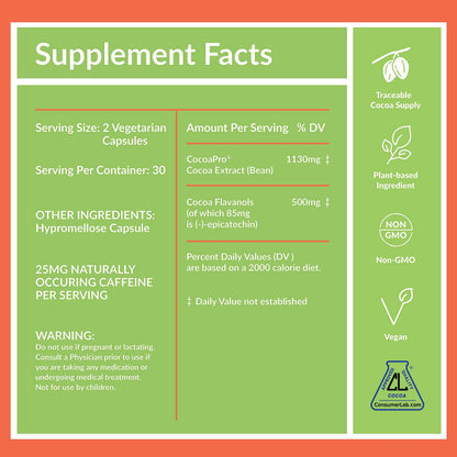CocoaVia Cardio Health Supplement, 30 Day, 500mg Cocoa Flavanols, Support Heart Health CocoaViaUS supplements